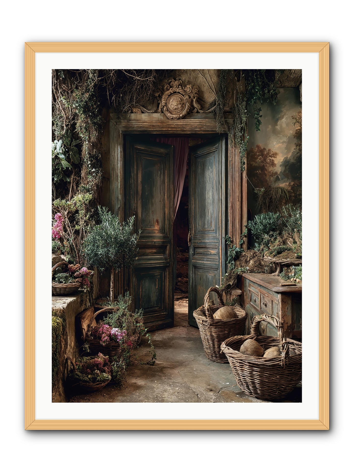 Golden hour abundance -- Framed Print - Natural 30x40