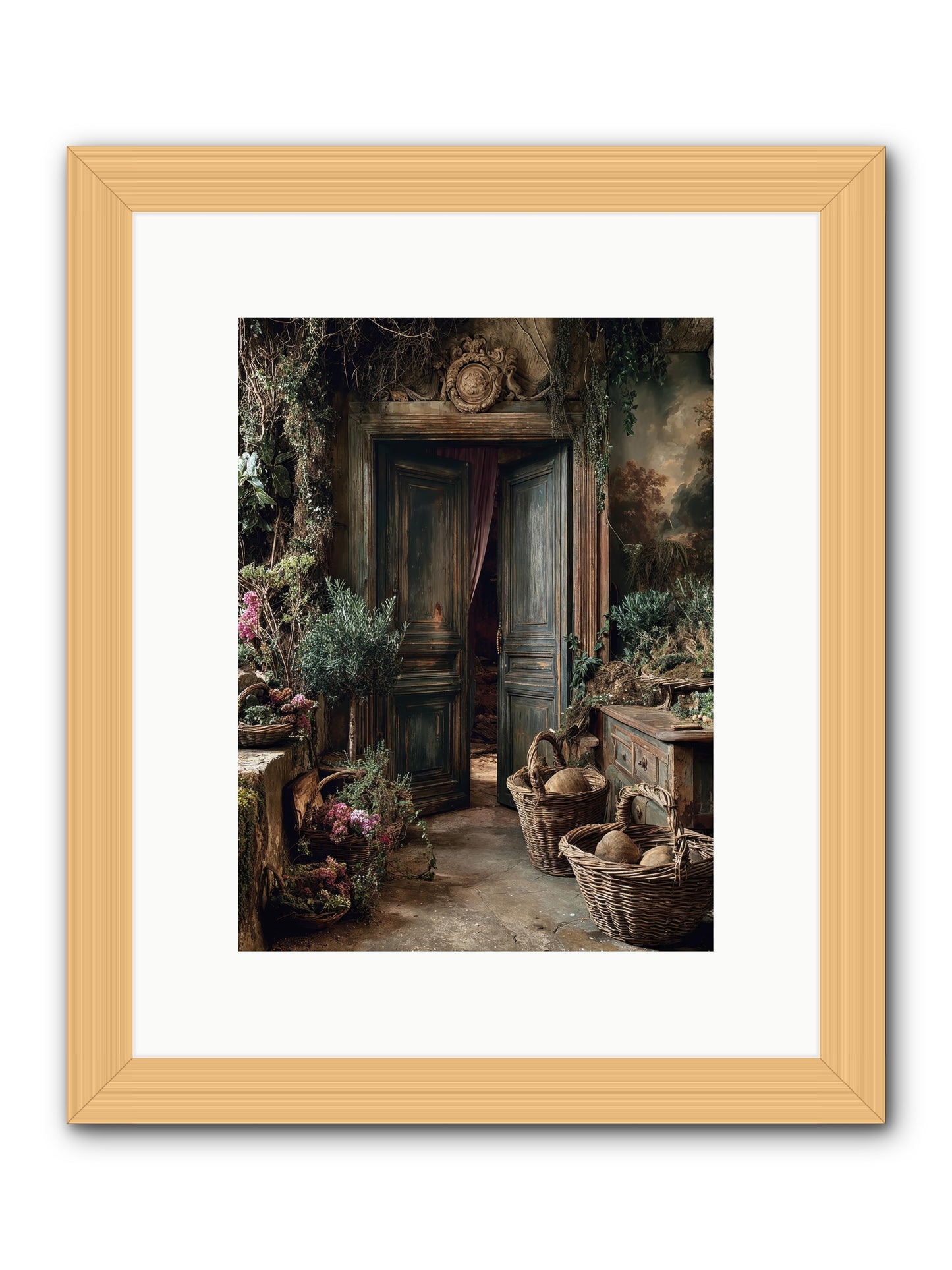 Golden hour abundance -- Framed Print - Natural 9x12