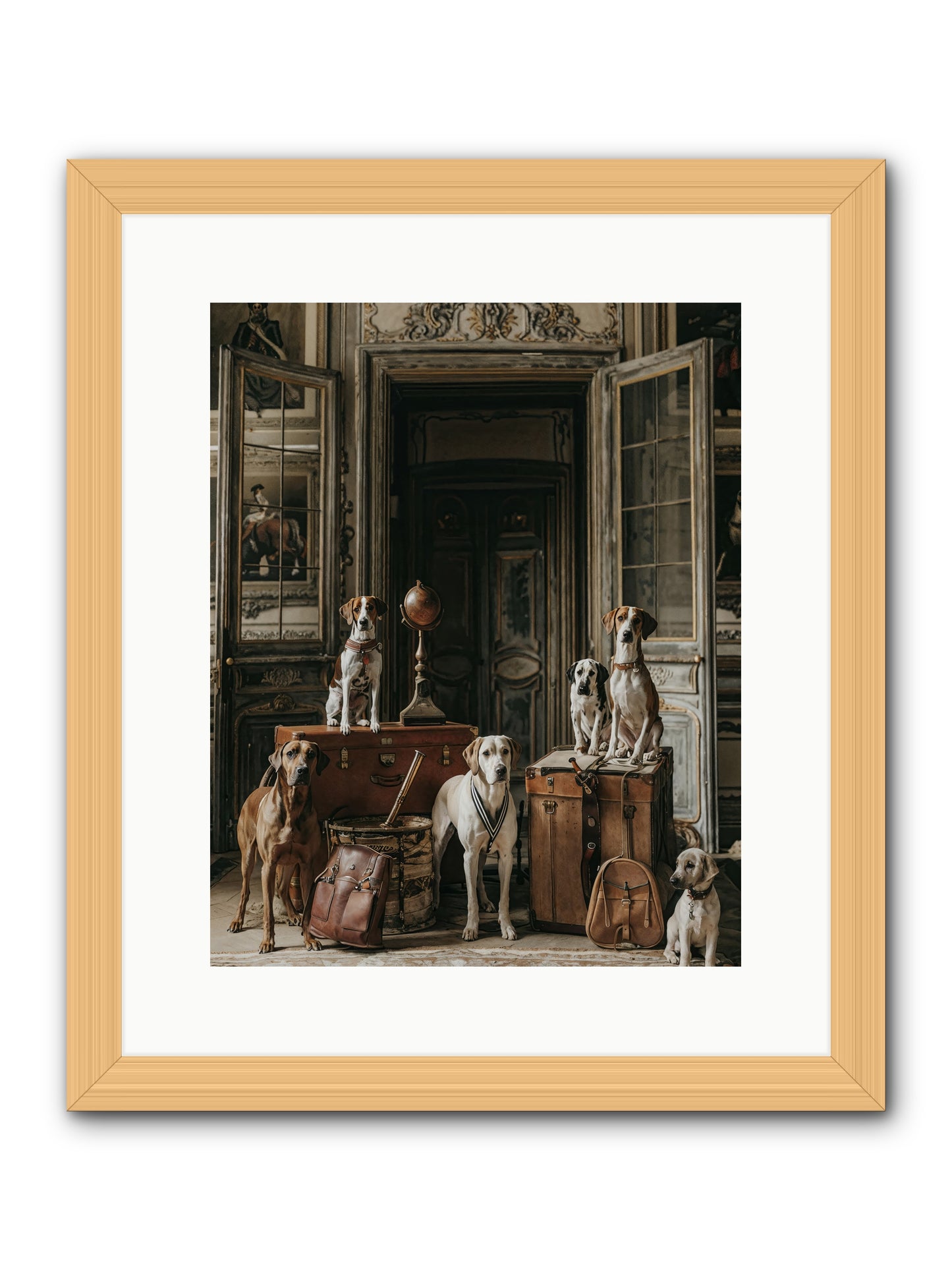 Grand Gathering Of Gentle Mutts -- Framed Print - Natural 12x15