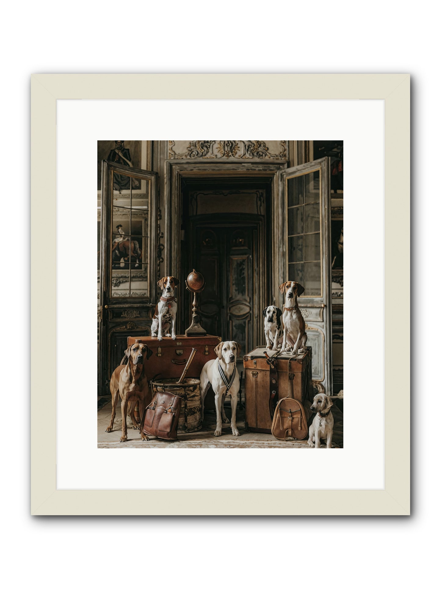 Grand Gathering Of Gentle Mutts -- Framed Print - White 12x15