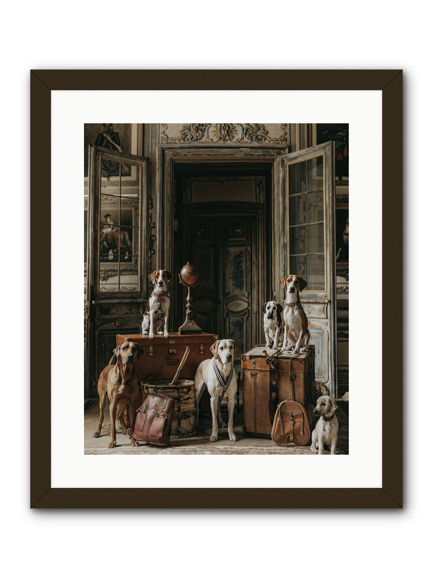 Grand Gathering Of Gentle Mutts -- Framed Print - Black 16x20