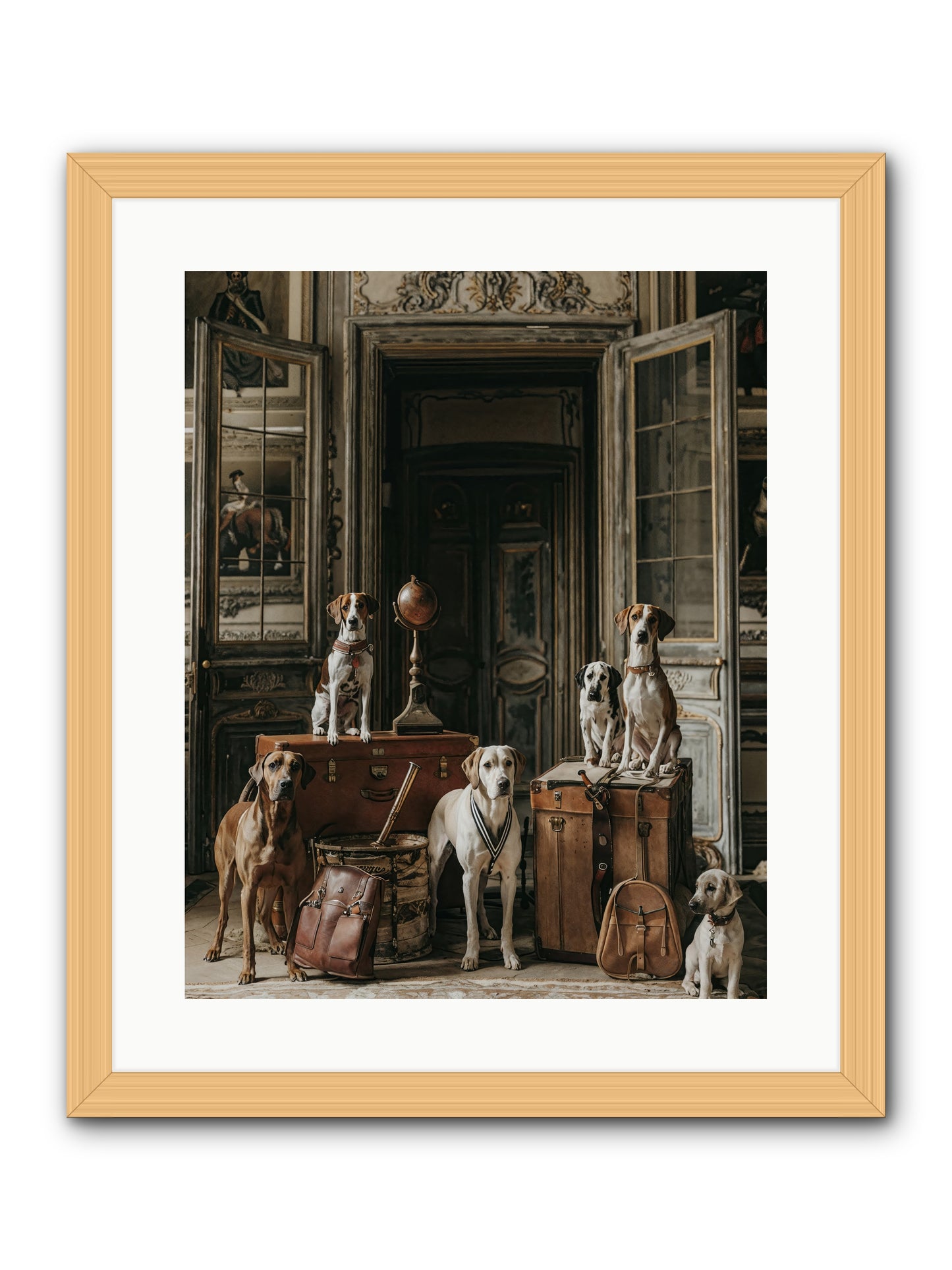 Grand Gathering Of Gentle Mutts -- Framed Print - Natural 16x20