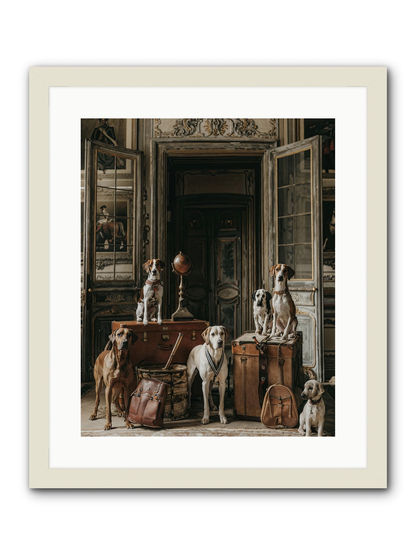 Grand Gathering Of Gentle Mutts -- Framed Print - White 16x20