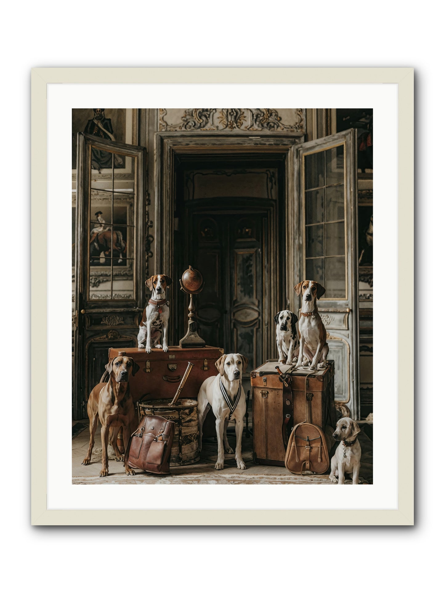 Grand Gathering Of Gentle Mutts -- Framed Print - White 24x30