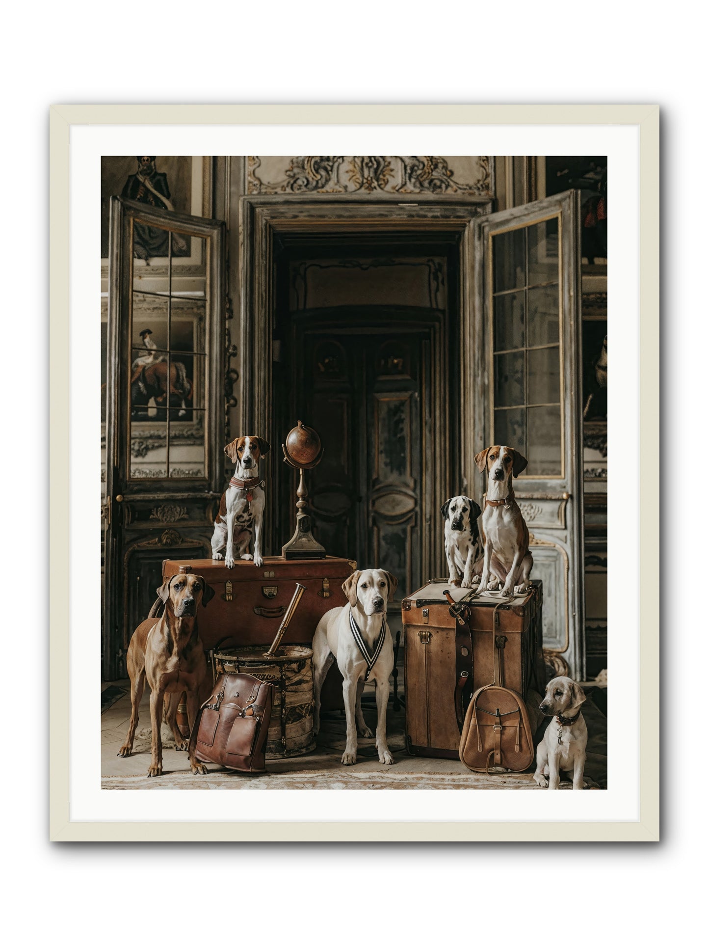 Grand Gathering Of Gentle Mutts -- Framed Print - White 32x40