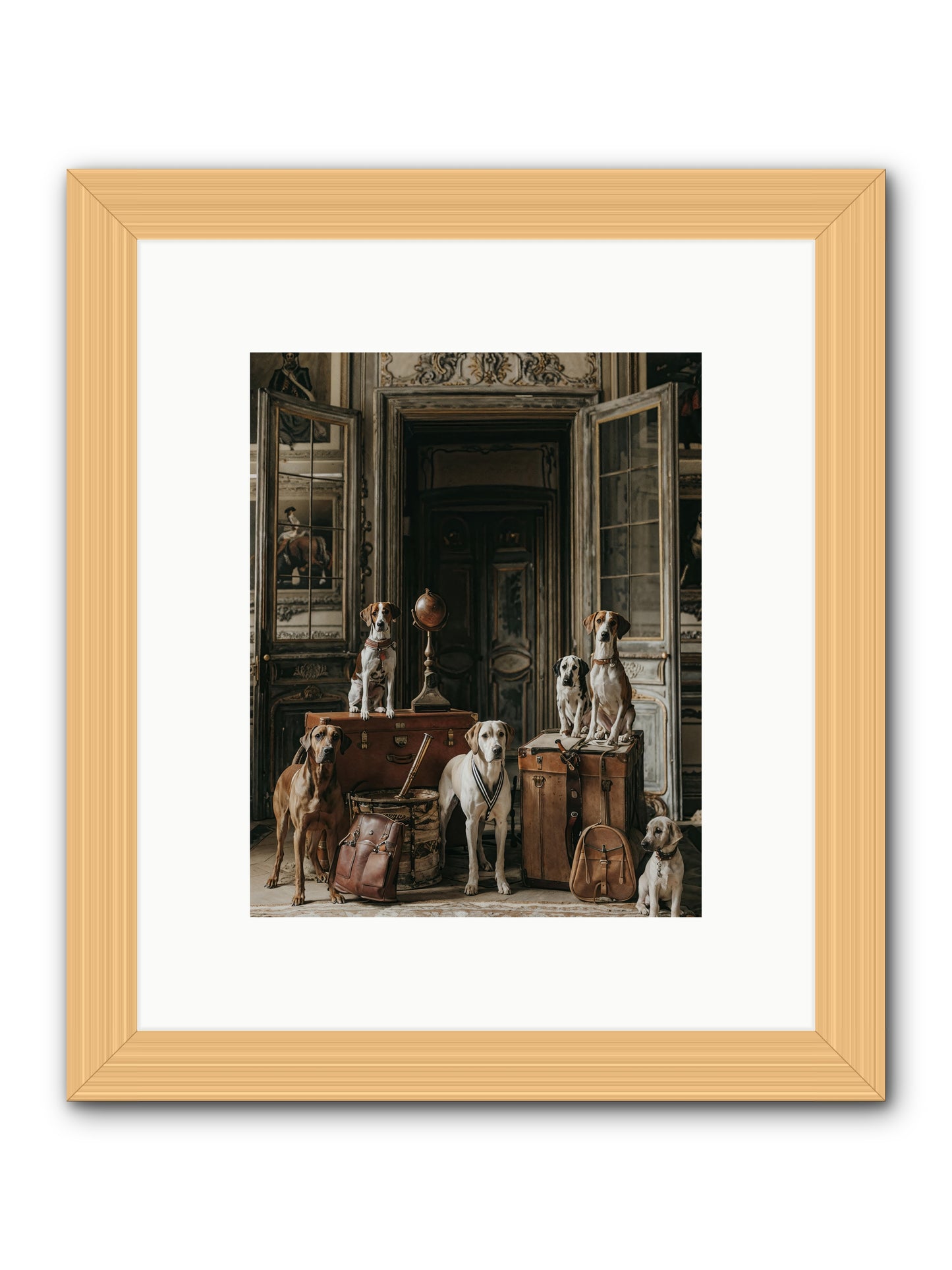 Grand Gathering Of Gentle Mutts -- Framed Print - Natural 8x10