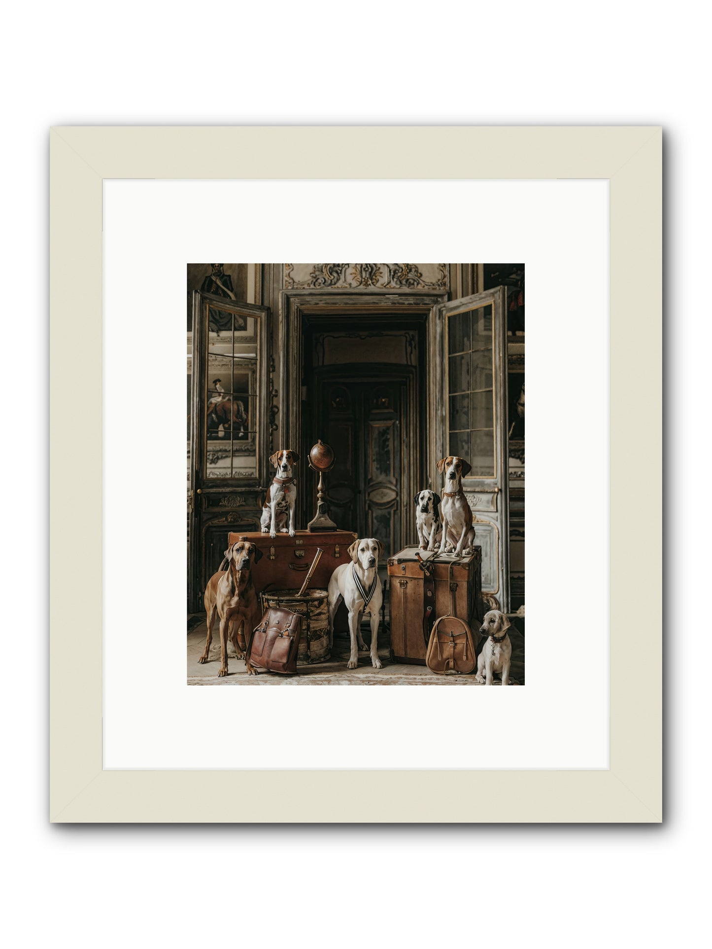 Grand Gathering Of Gentle Mutts -- Framed Print - White 8x10