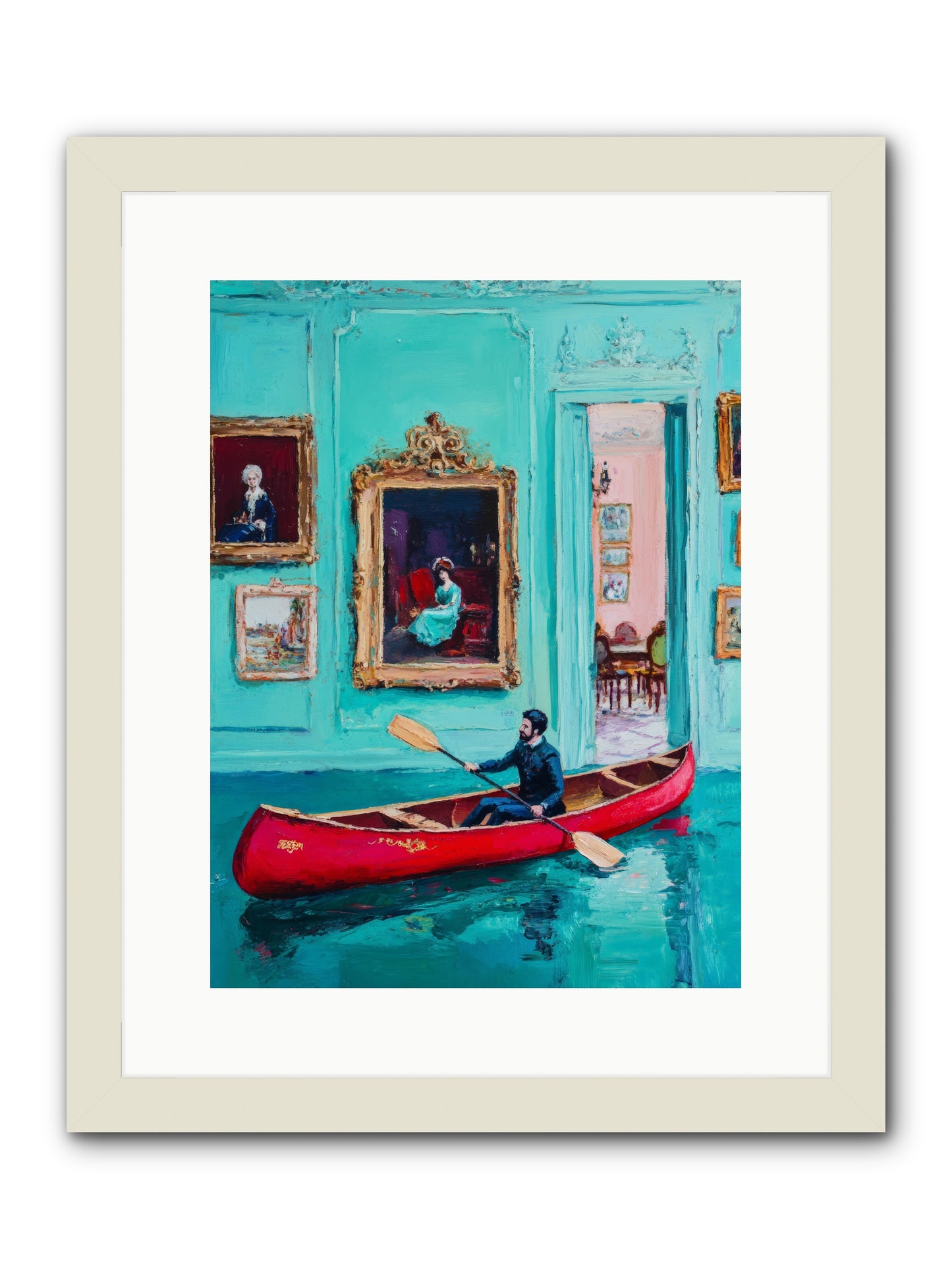Grand Salon River Society-REZ2 -- Framed Print - White 12x16