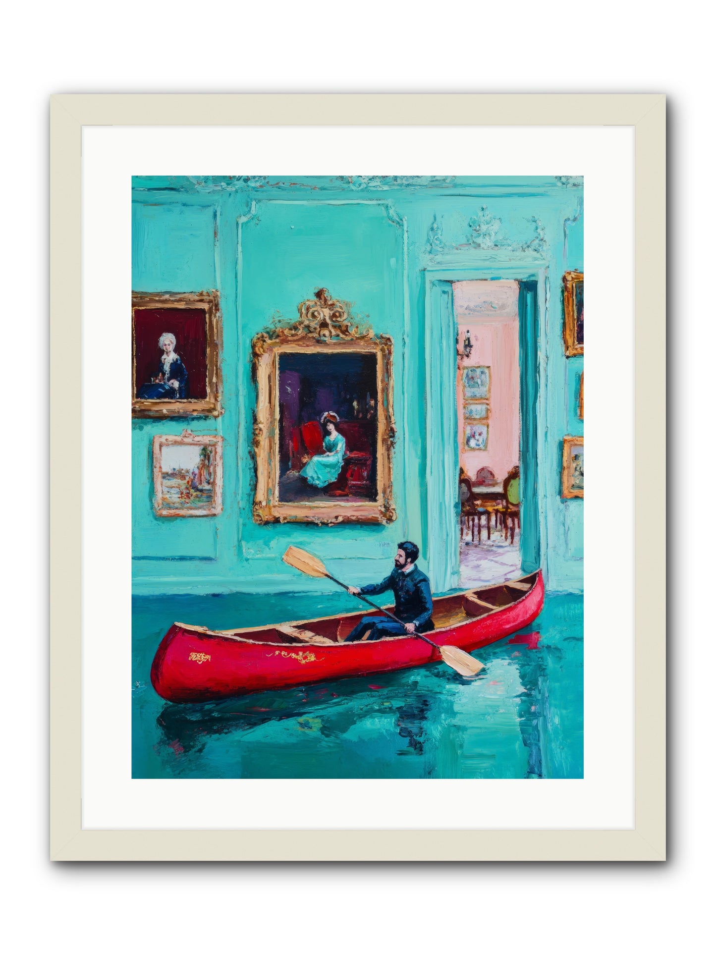 Grand Salon River Society-REZ2 -- Framed Print - White 18x24