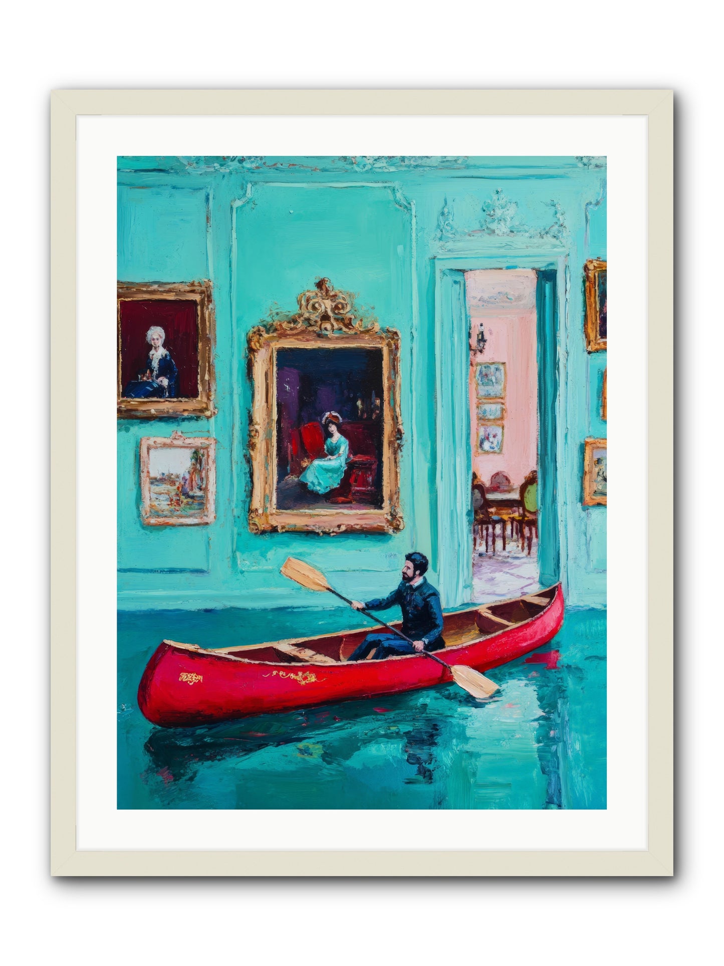 Grand Salon River Society-REZ2 -- Framed Print - White 24x32
