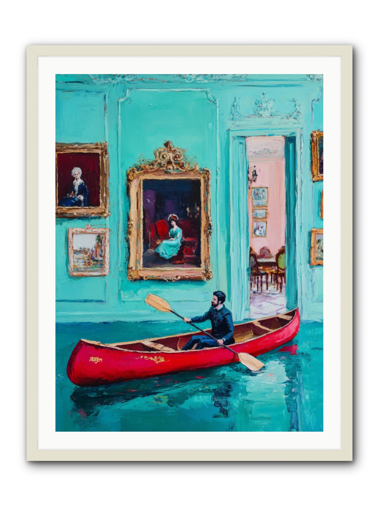 Grand Salon River Society-REZ2 -- Framed Print - White 30x40