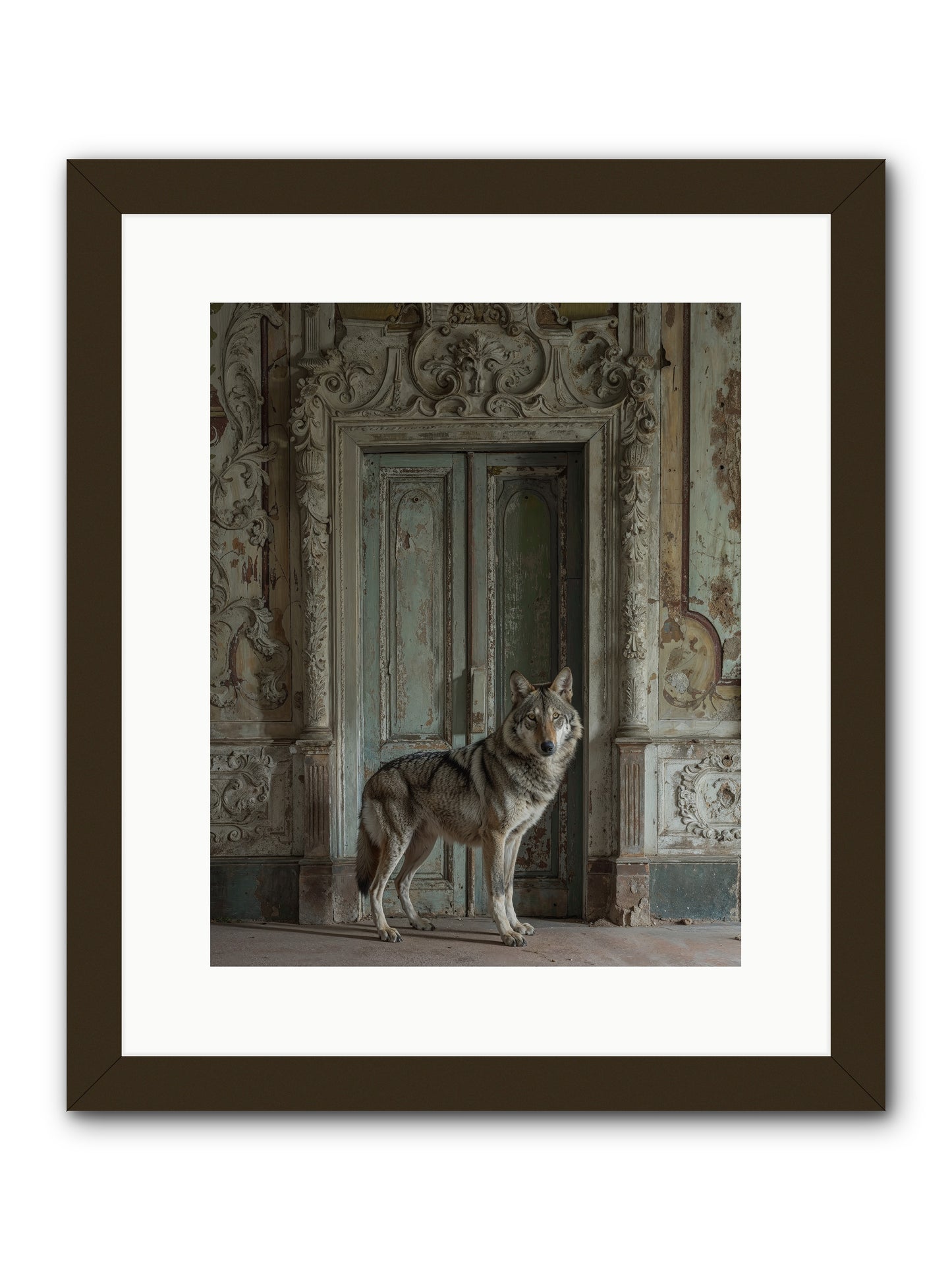 Grey Phantom Of Misty Realms -- Framed Print - Black 12x15