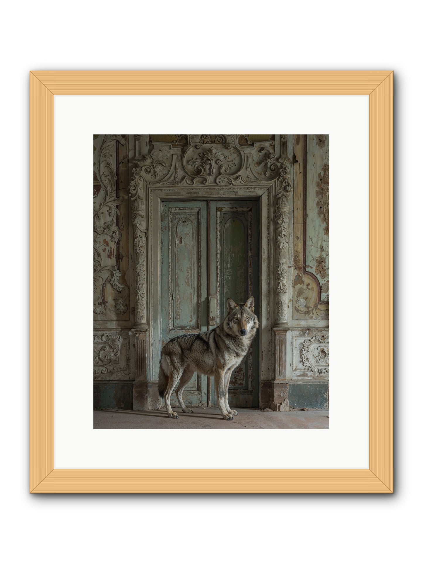 Grey Phantom Of Misty Realms -- Framed Print - Natural 12x15