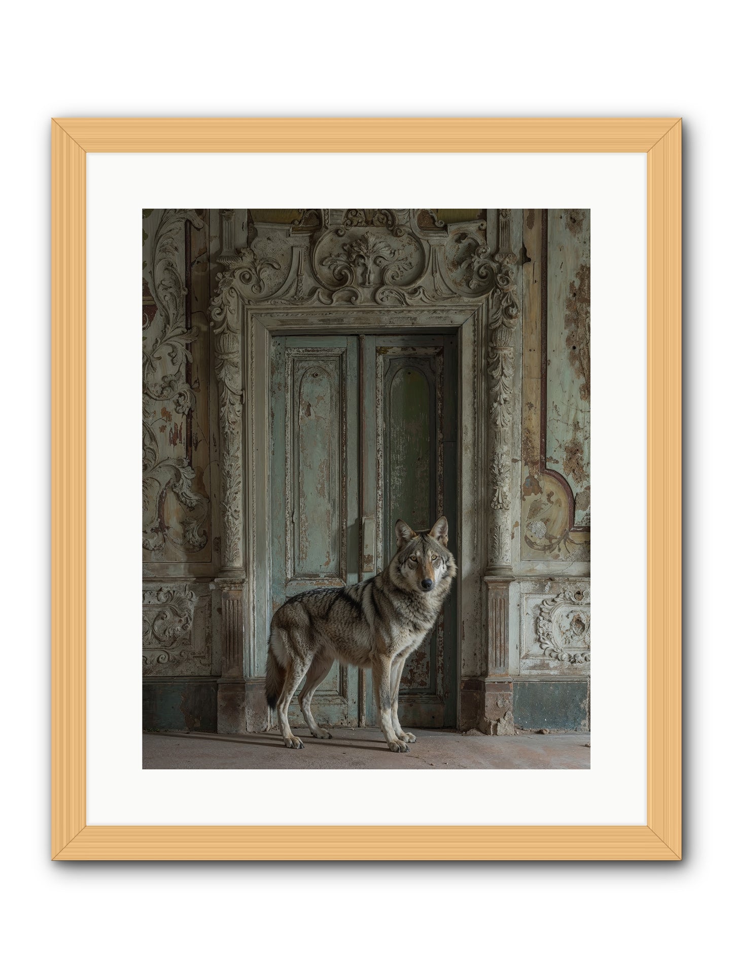 Grey Phantom Of Misty Realms -- Framed Print - Natural 16x20
