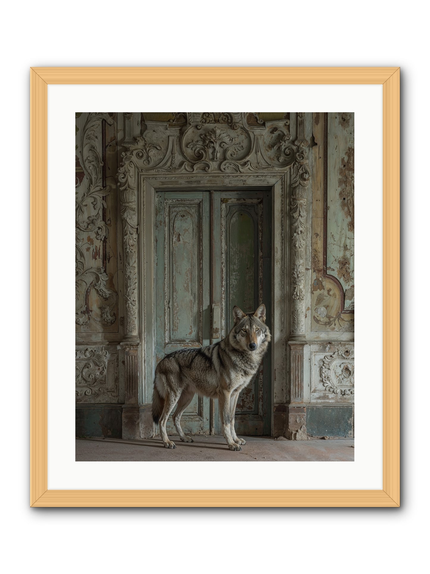 Grey Phantom Of Misty Realms -- Framed Print - Natural 20x25