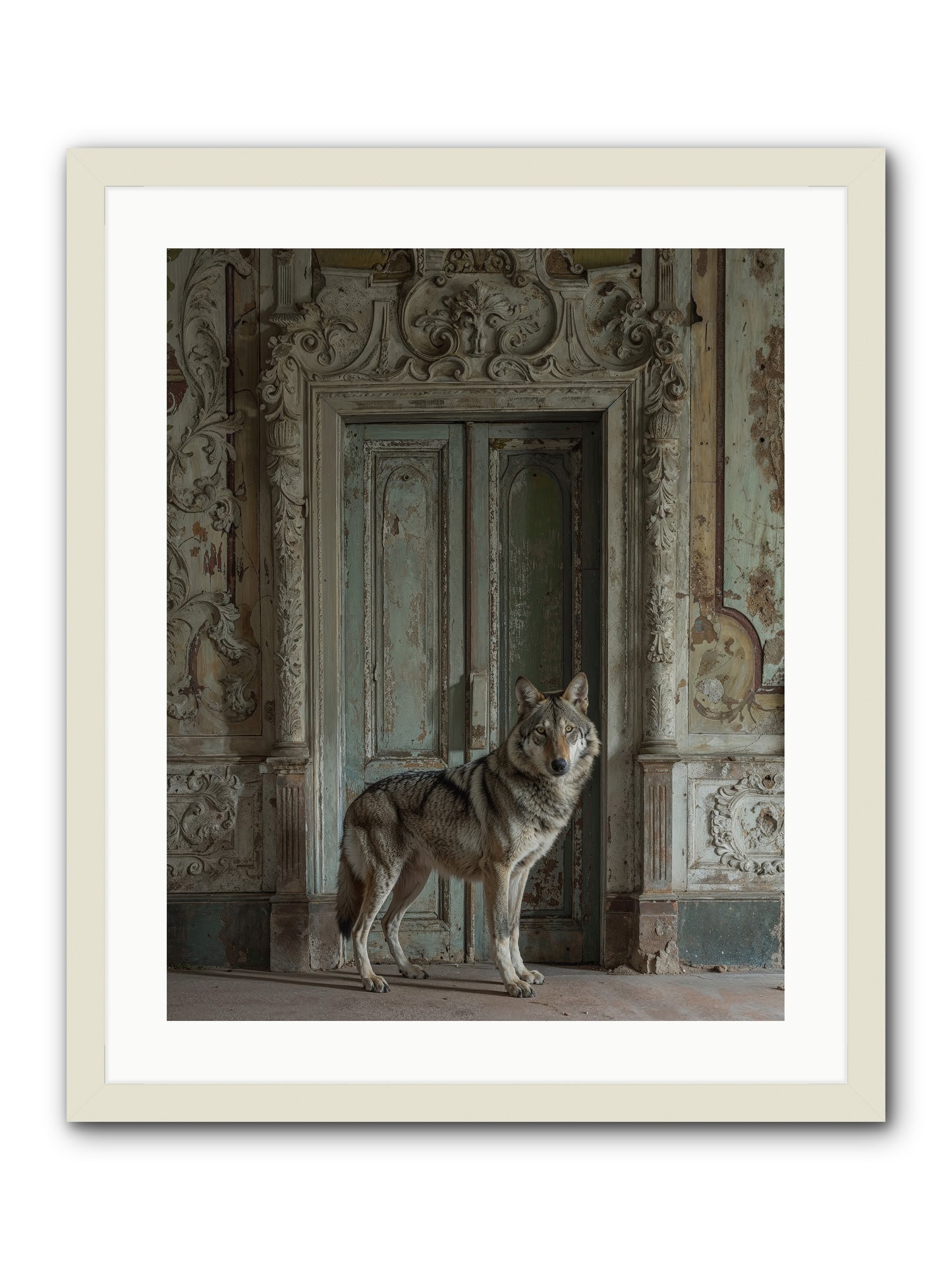 Grey Phantom Of Misty Realms -- Framed Print - White 20x25