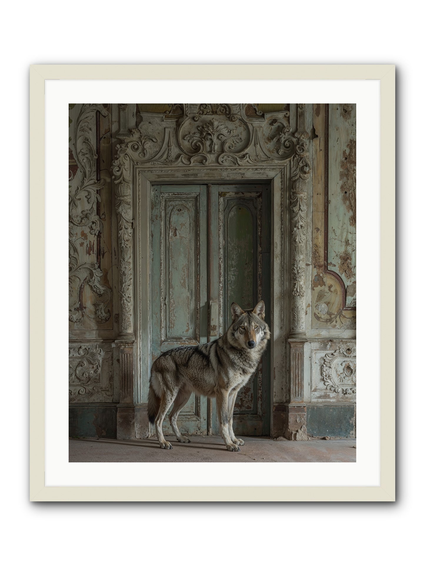 Grey Phantom Of Misty Realms -- Framed Print - White 24x30