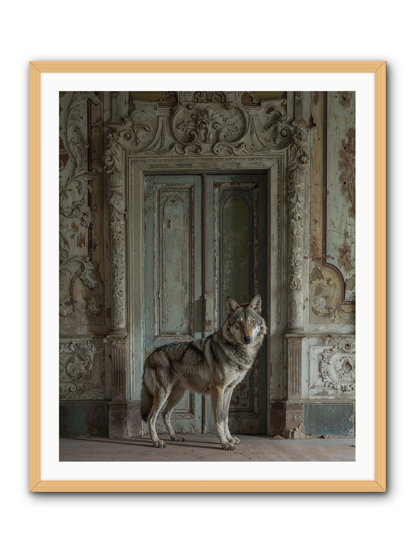 Grey Phantom Of Misty Realms -- Framed Print - Natural 32x40
