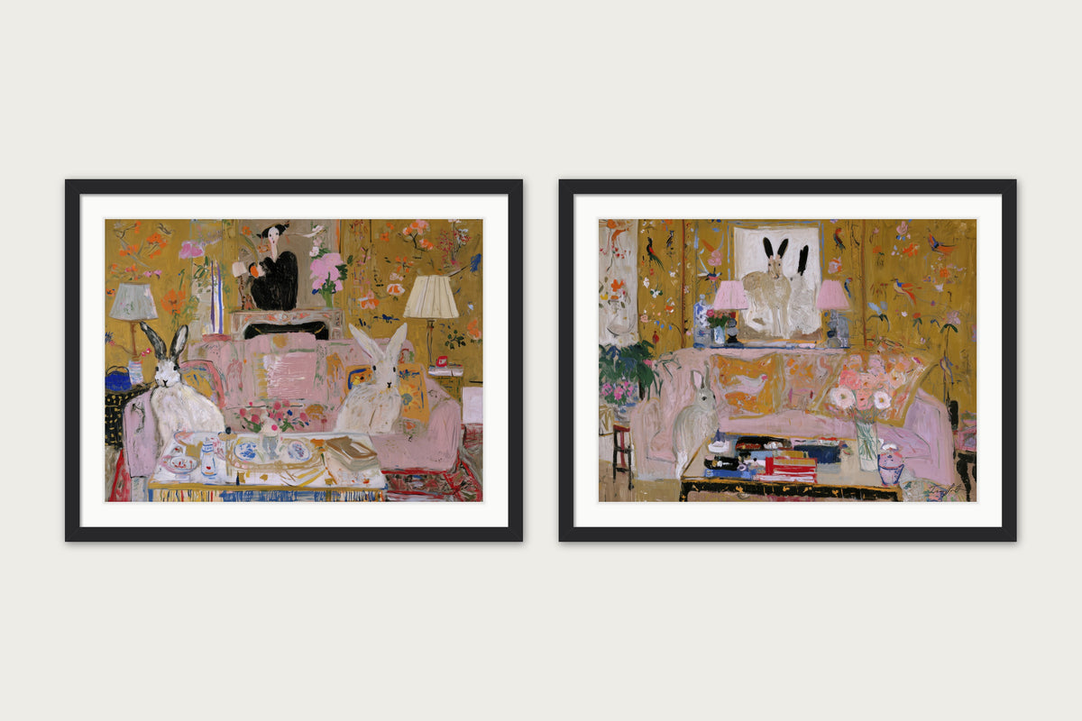 Guests Of Foxglove Manor - Framed Print - Black, 32x24