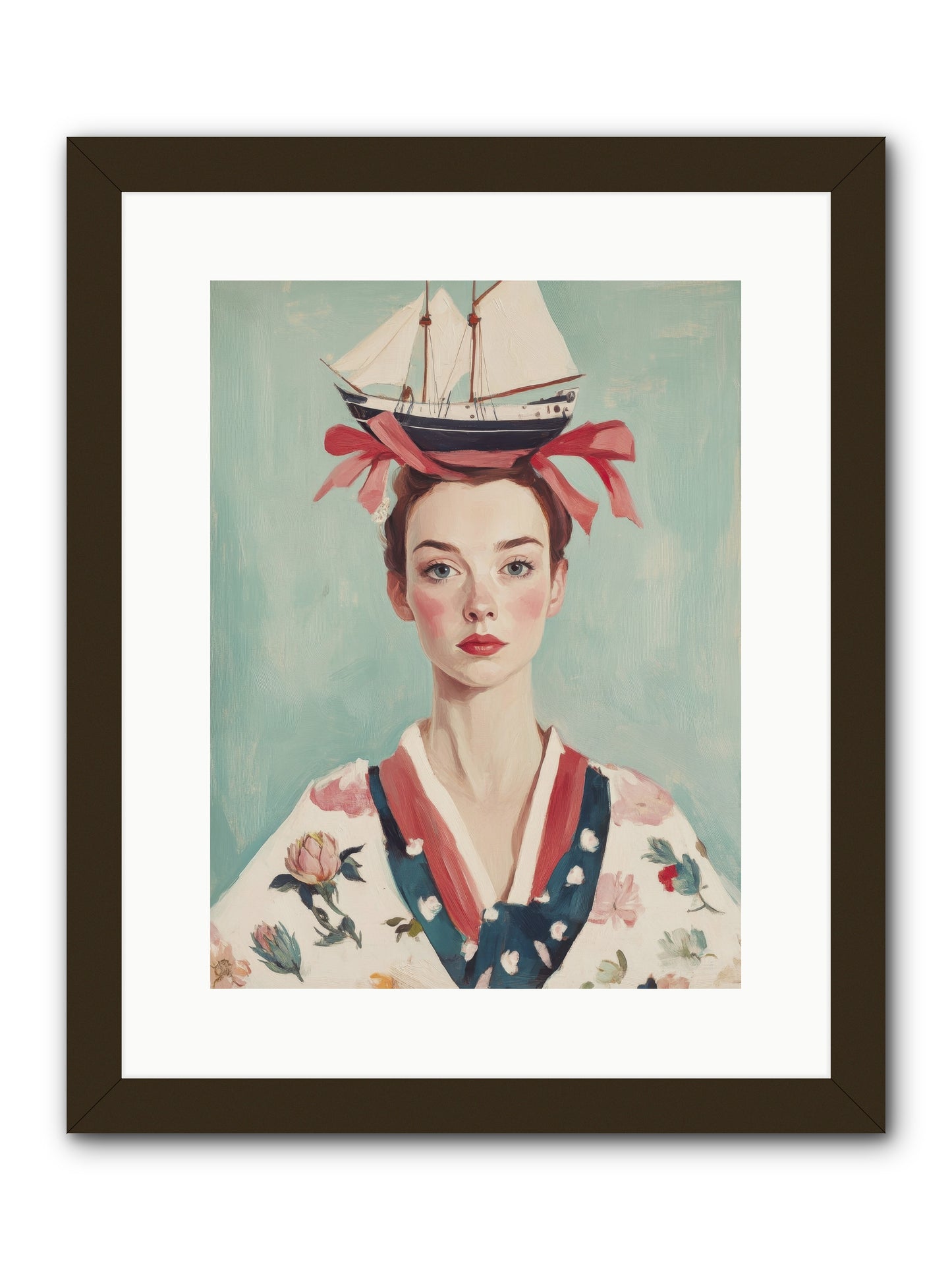 Harbor Belle of Winter-REZ -- Framed Print - Black 12x16