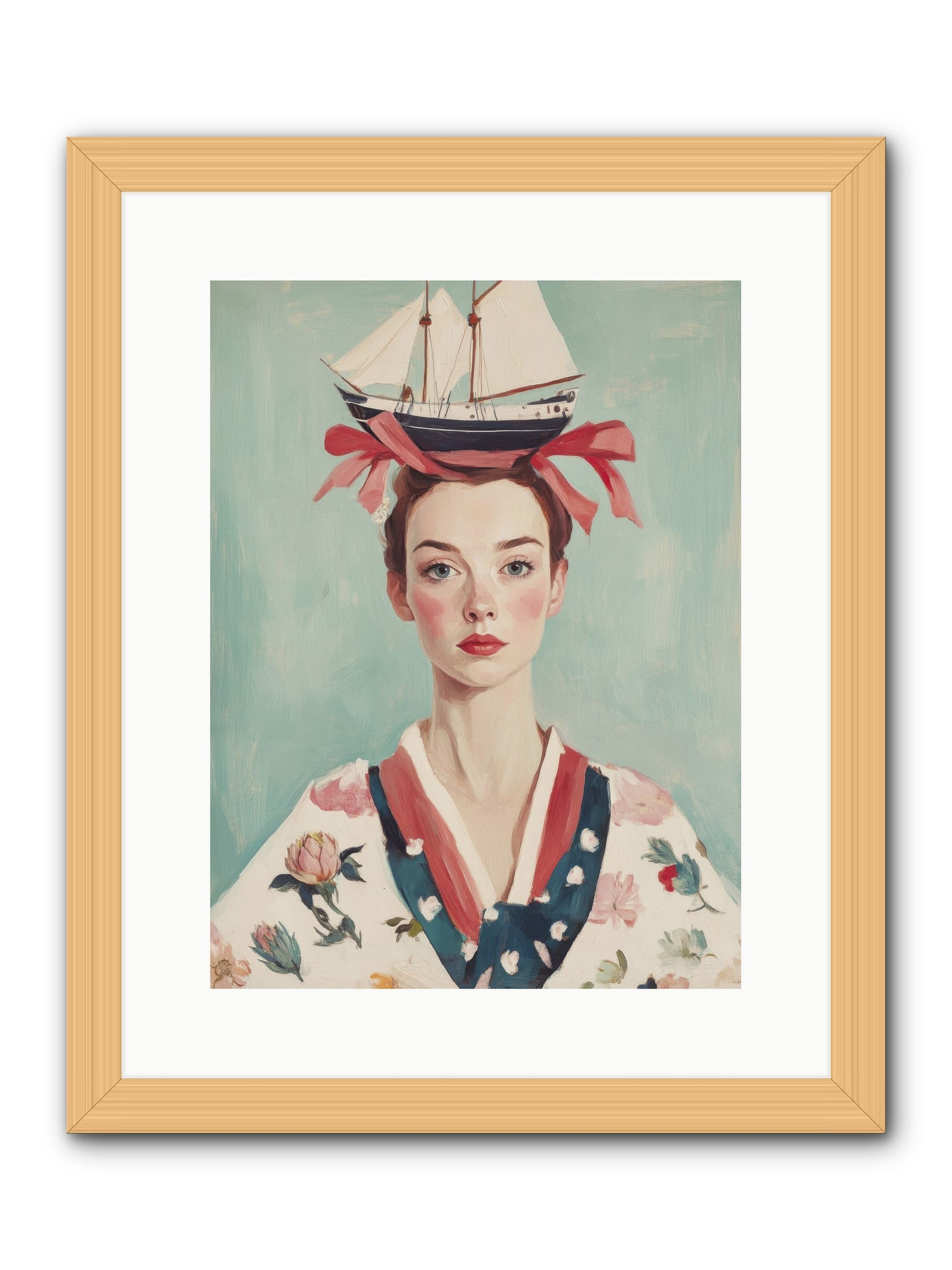 Harbor Belle of Winter-REZ -- Framed Print - Natural 12x16