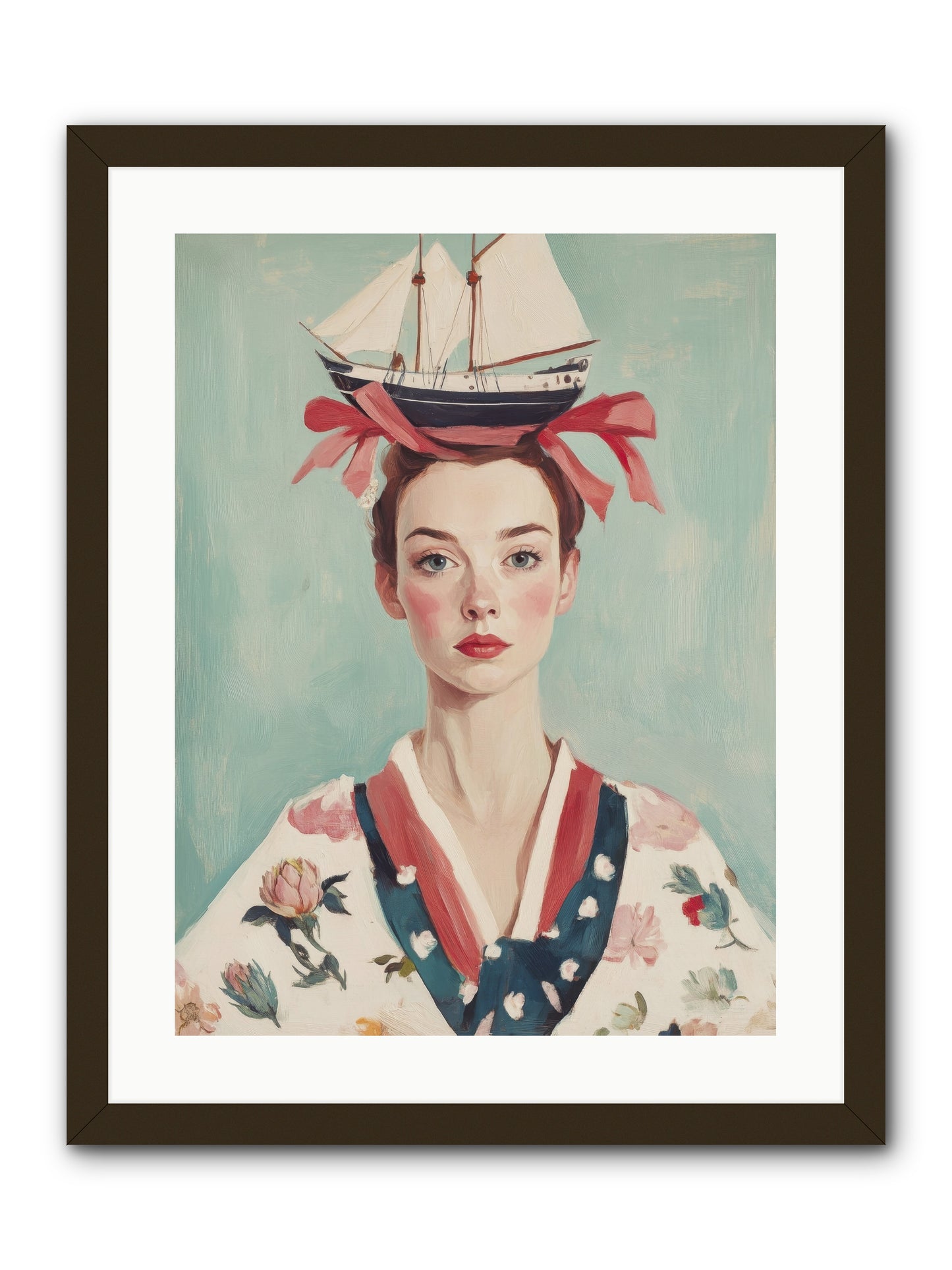 Harbor Belle of Winter-REZ -- Framed Print - Black 18x24
