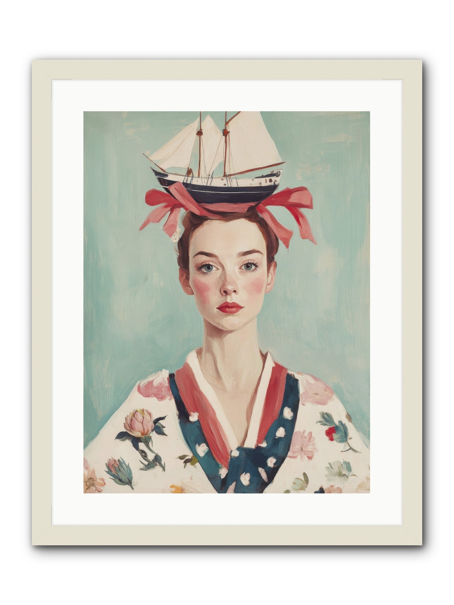 Harbor Belle of Winter-REZ -- Framed Print - White 18x24