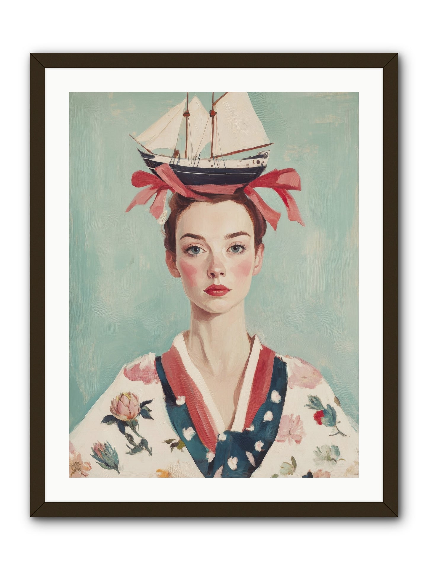 Harbor Belle of Winter-REZ -- Framed Print - Black 24x32