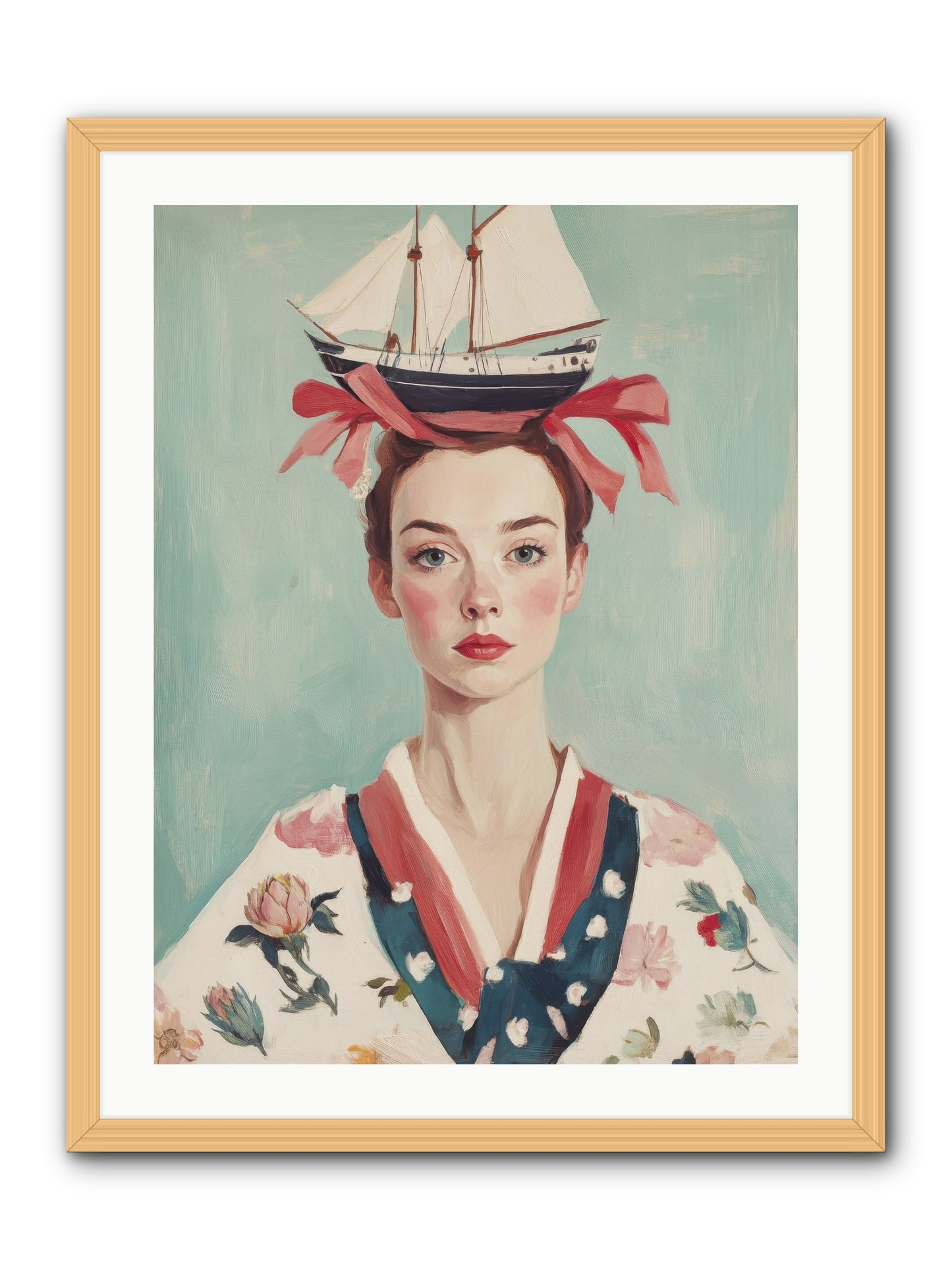 Harbor Belle of Winter-REZ -- Framed Print - Natural 24x32