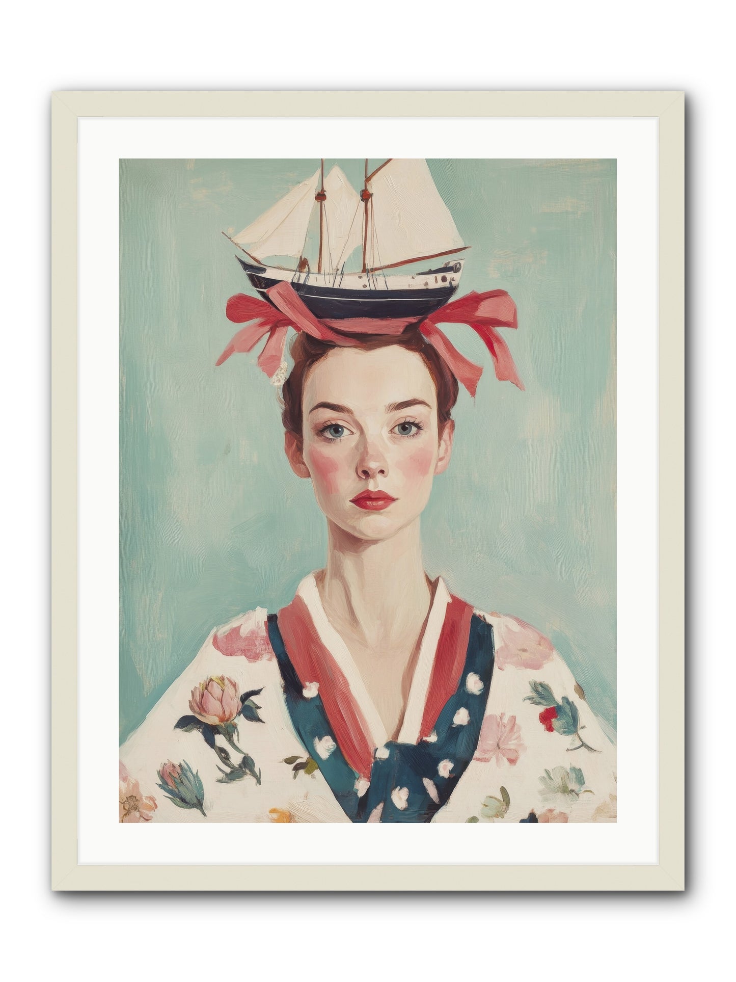 Harbor Belle of Winter-REZ -- Framed Print - White 24x32