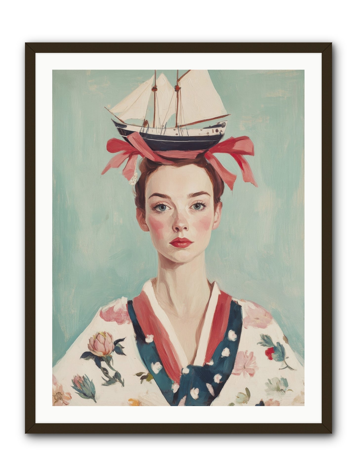 Harbor Belle of Winter-REZ -- Framed Print - Black 30x40