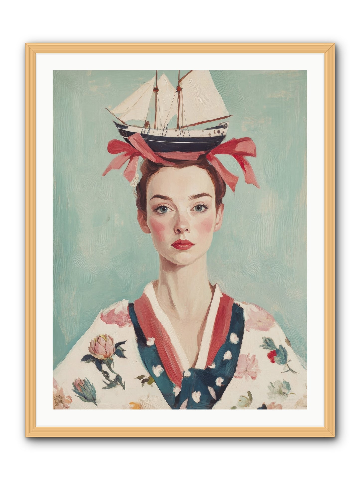 Harbor Belle of Winter-REZ -- Framed Print - Natural 30x40