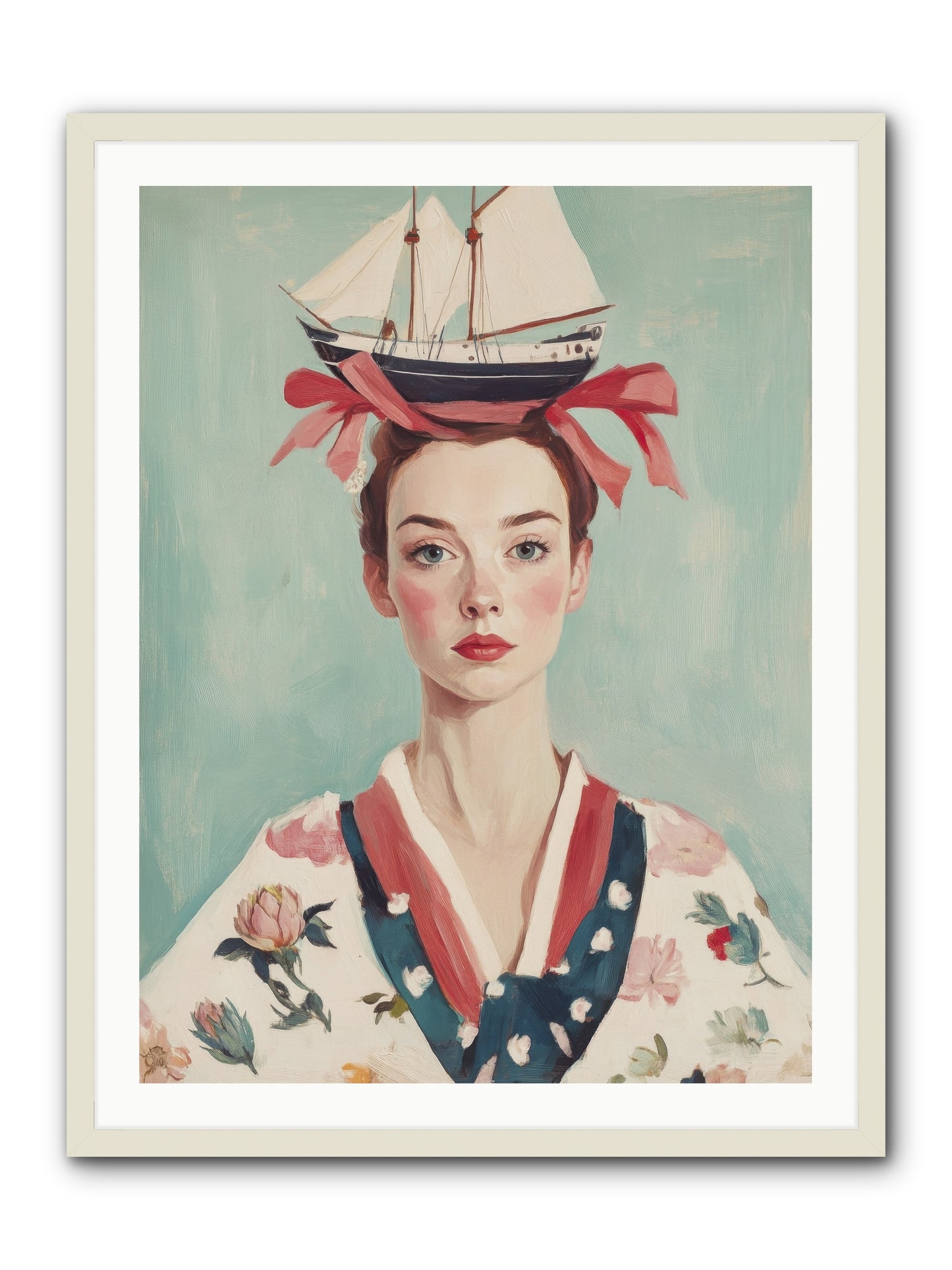 Harbor Belle of Winter-REZ -- Framed Print - White 30x40