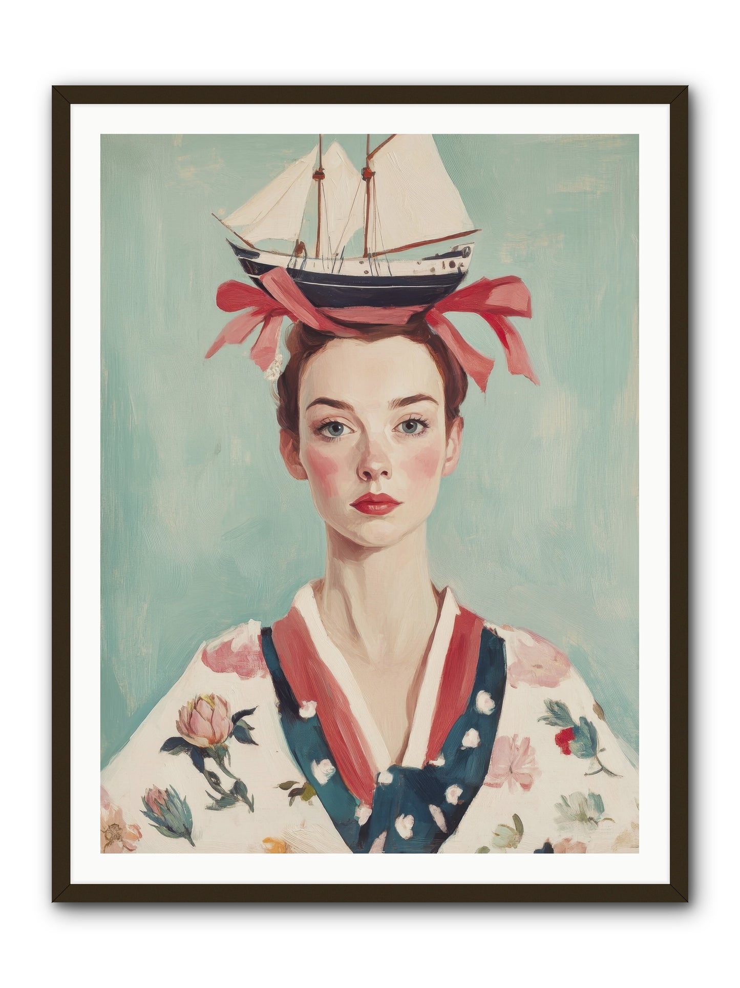 Harbor Belle of Winter-REZ -- Framed Print - Black 36x48