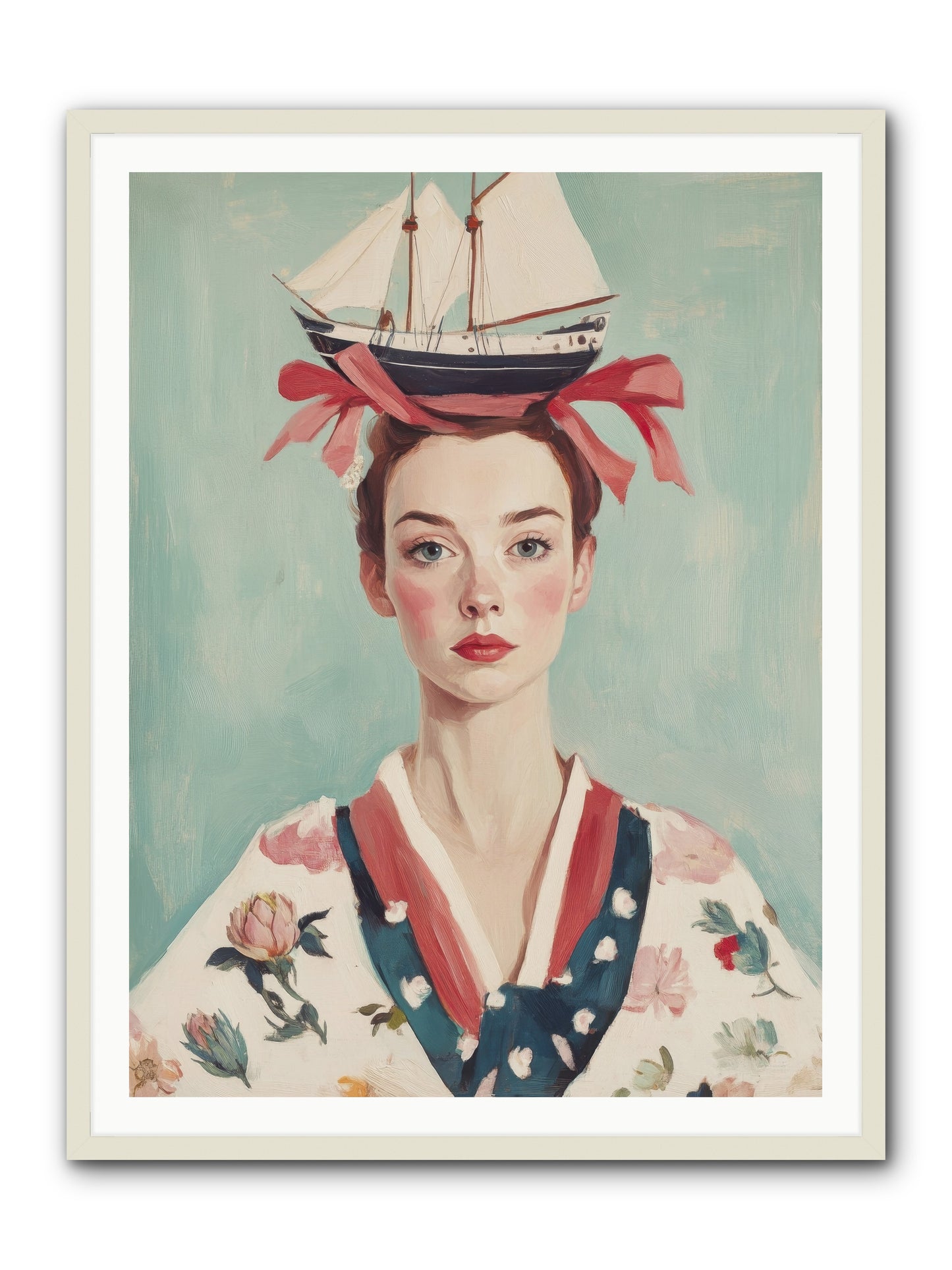 Harbor Belle of Winter-REZ -- Framed Print - White 36x48