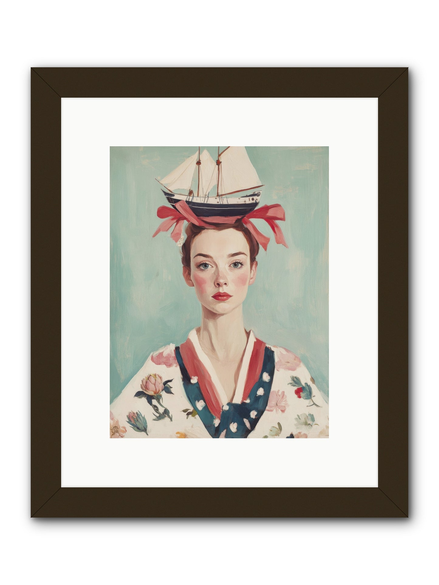 Harbor Belle of Winter-REZ -- Framed Print - Black 9x12