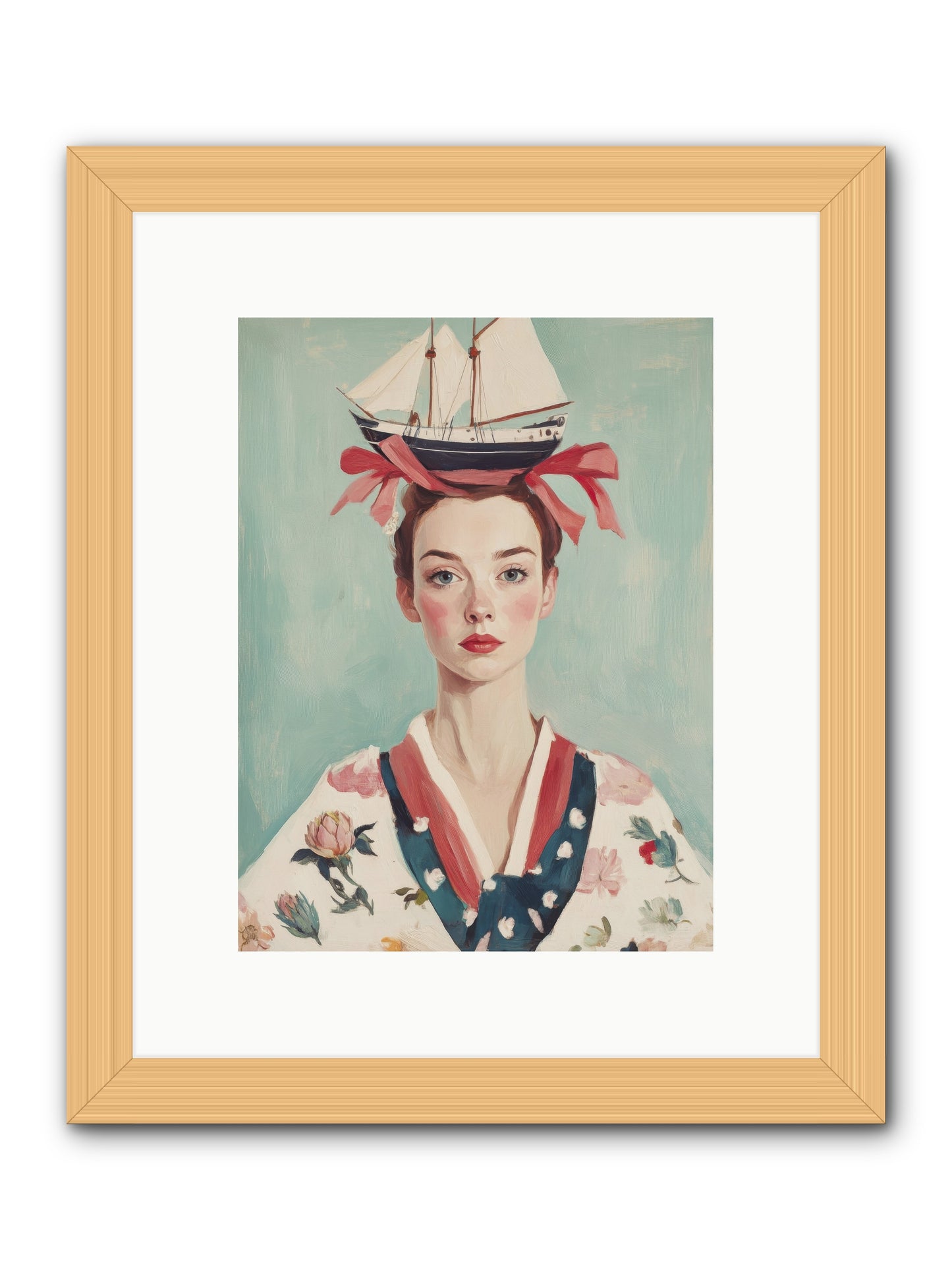 Harbor Belle of Winter-REZ -- Framed Print - Natural 9x12