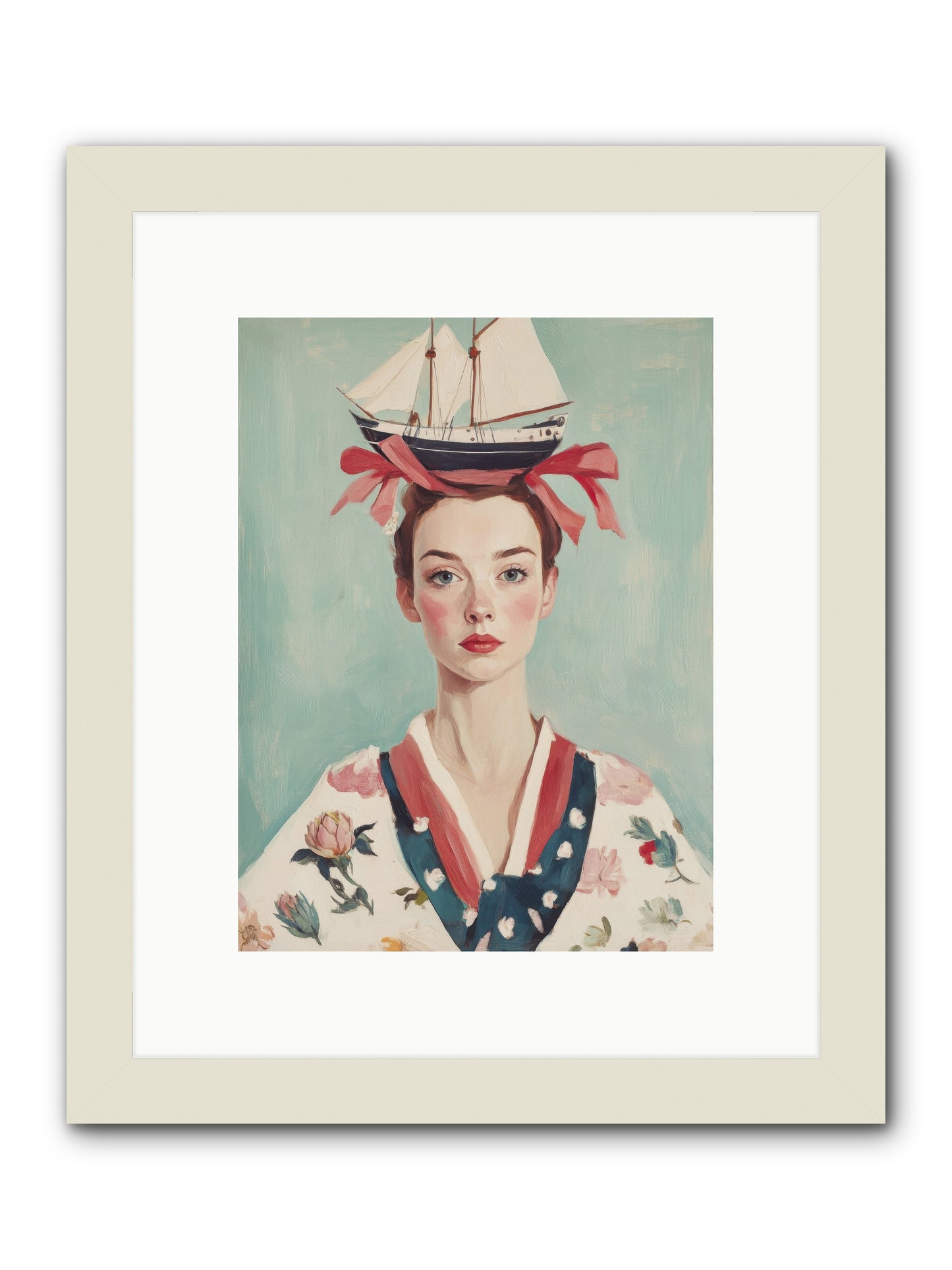 Harbor Belle of Winter-REZ -- Framed Print - White 9x12