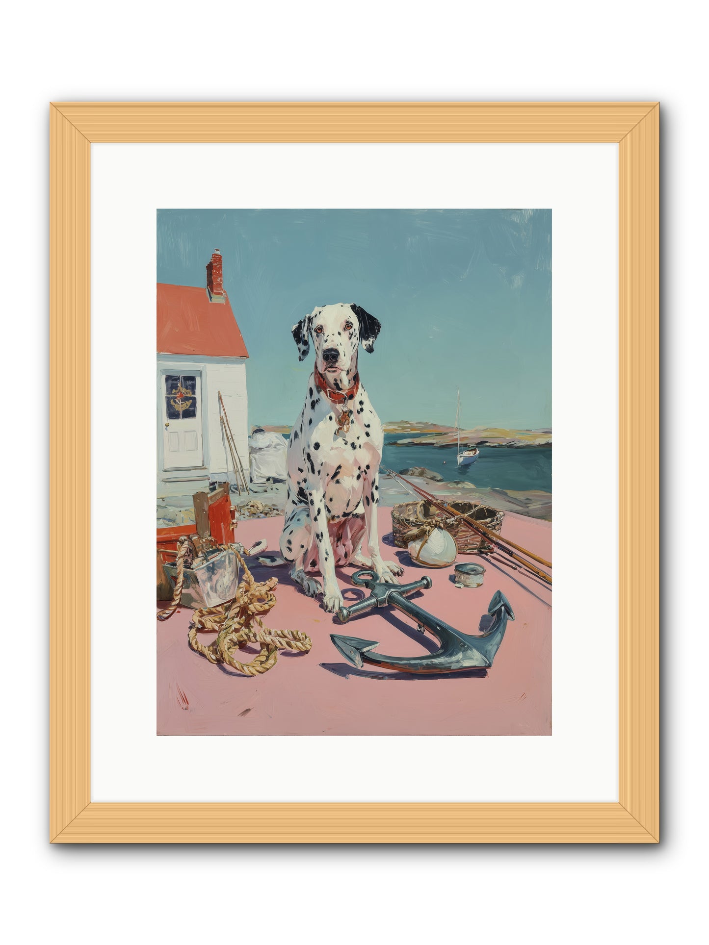 Harbor Hound -- Framed Print - Natural 12x16