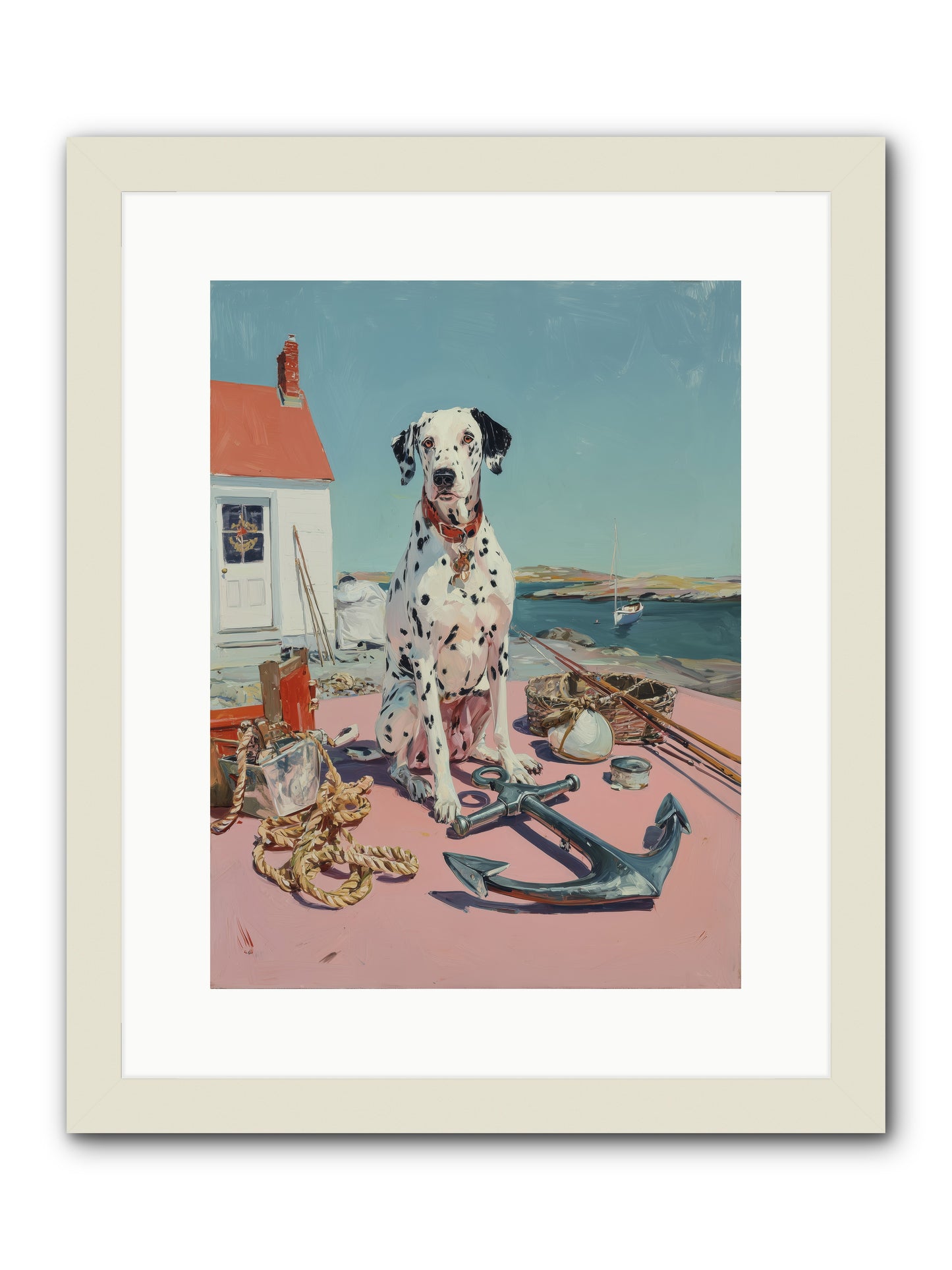 Harbor Hound -- Framed Print - White 12x16