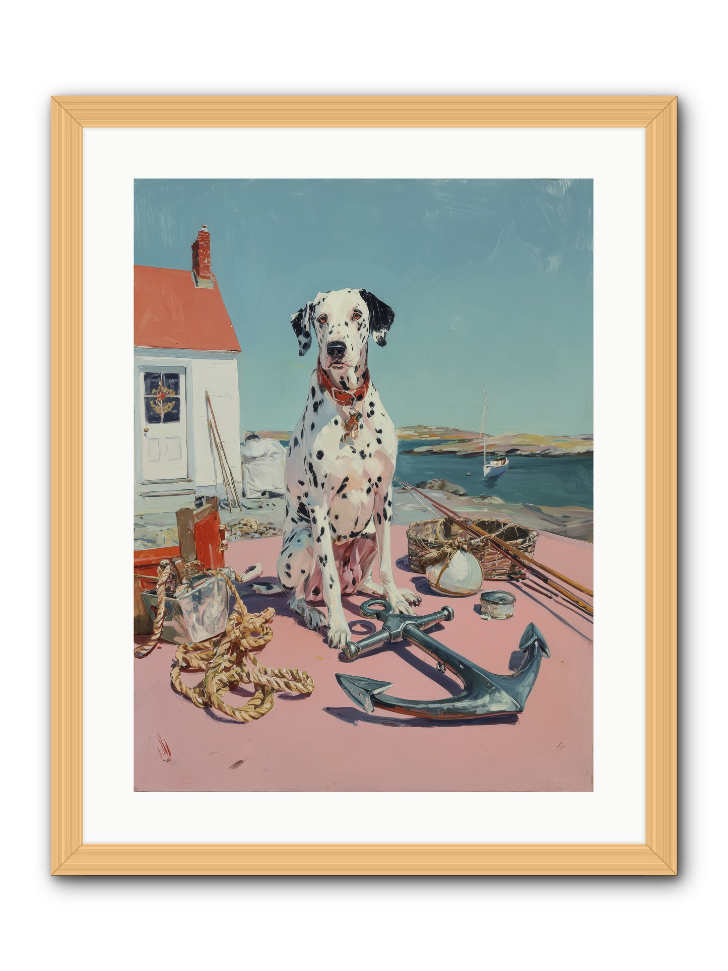 Harbor Hound -- Framed Print - Natural 18x24