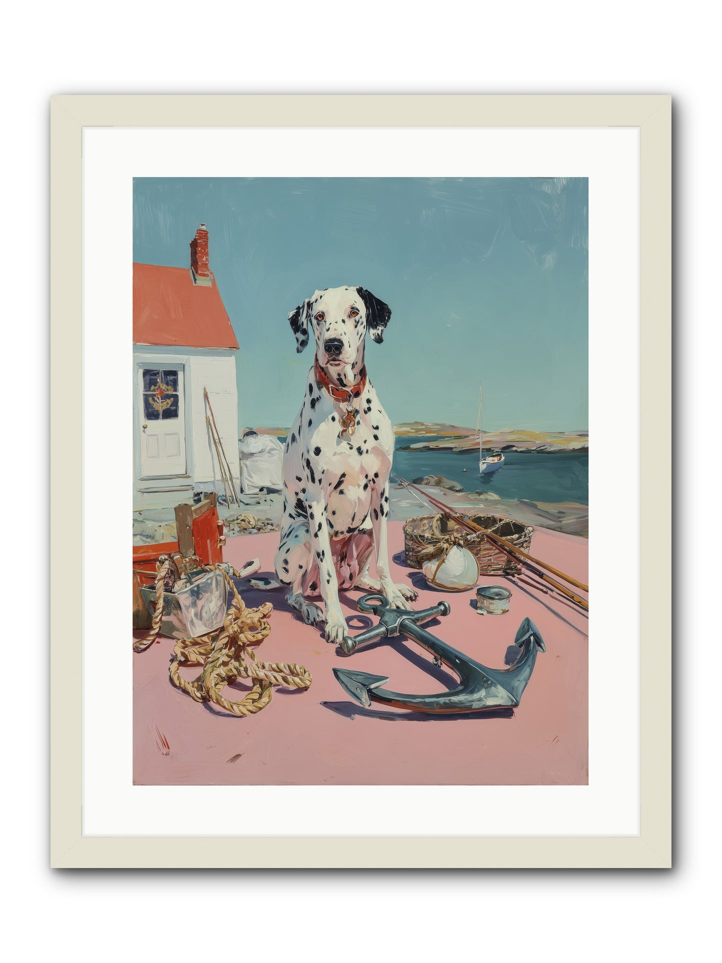 Harbor Hound -- Framed Print - White 18x24