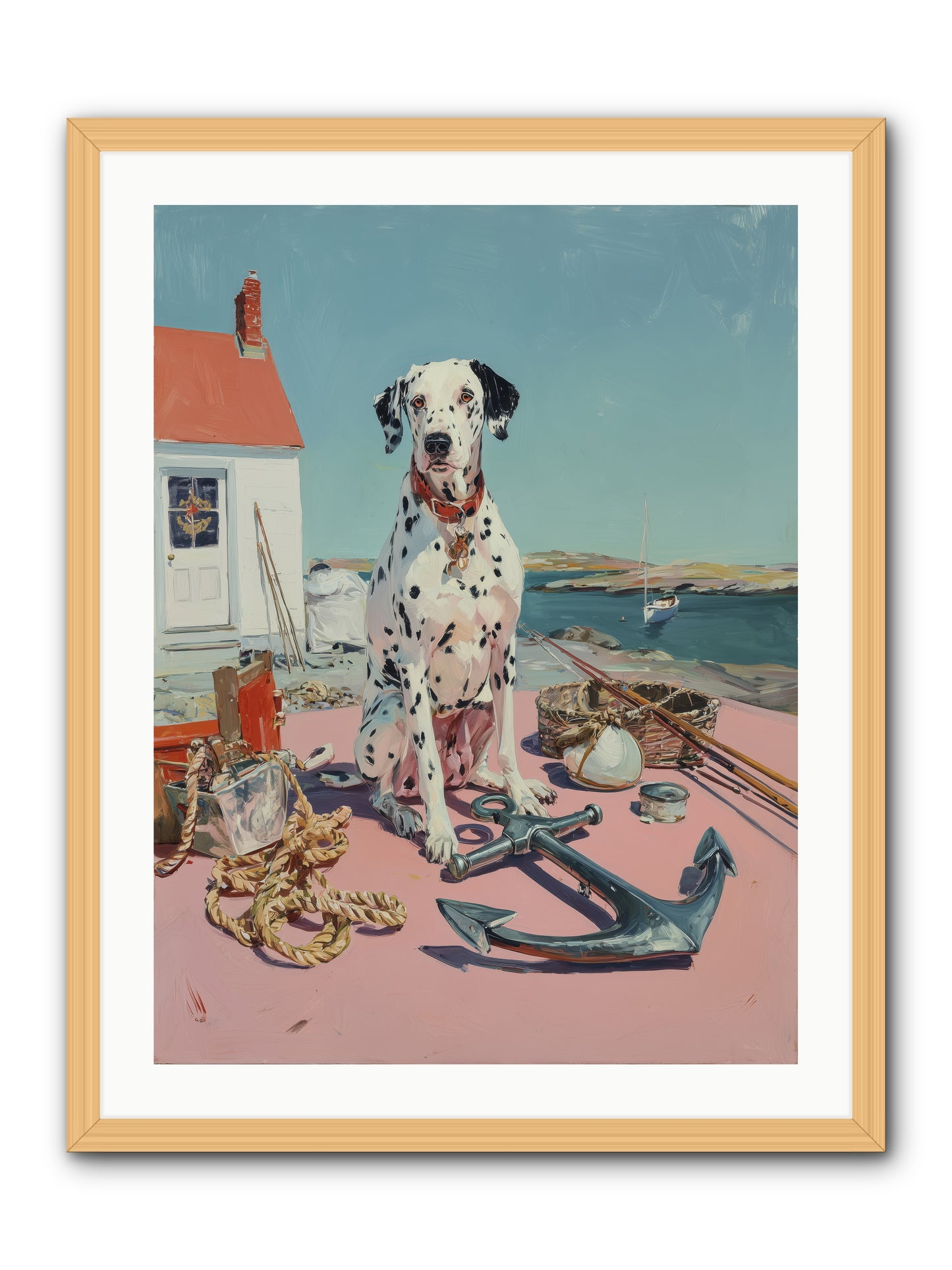 Harbor Hound -- Framed Print - Natural 24x32