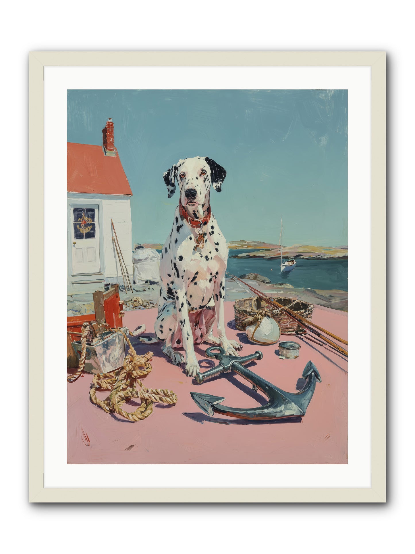 Harbor Hound -- Framed Print - White 24x32