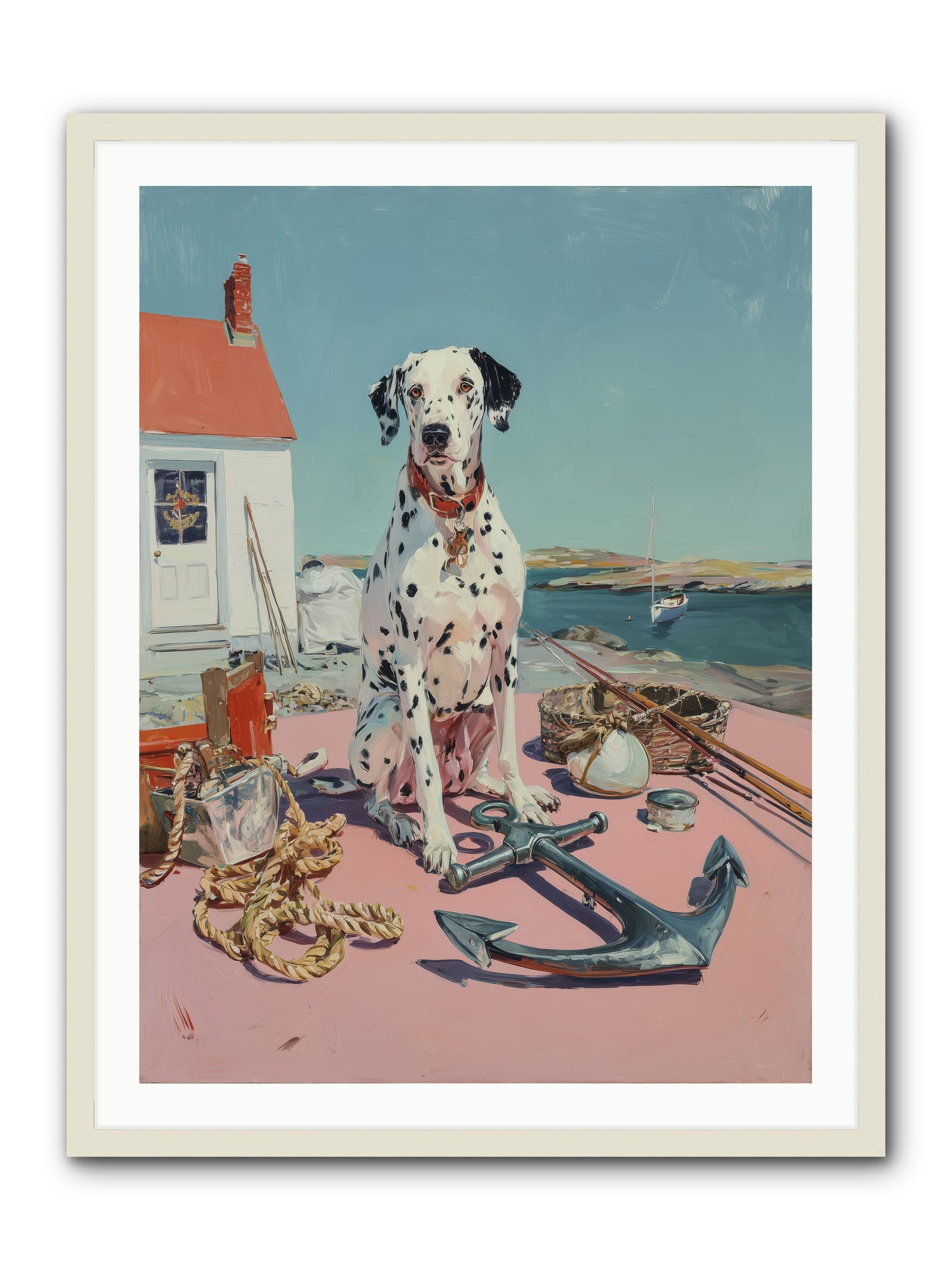 Harbor Hound -- Framed Print - White 30x40