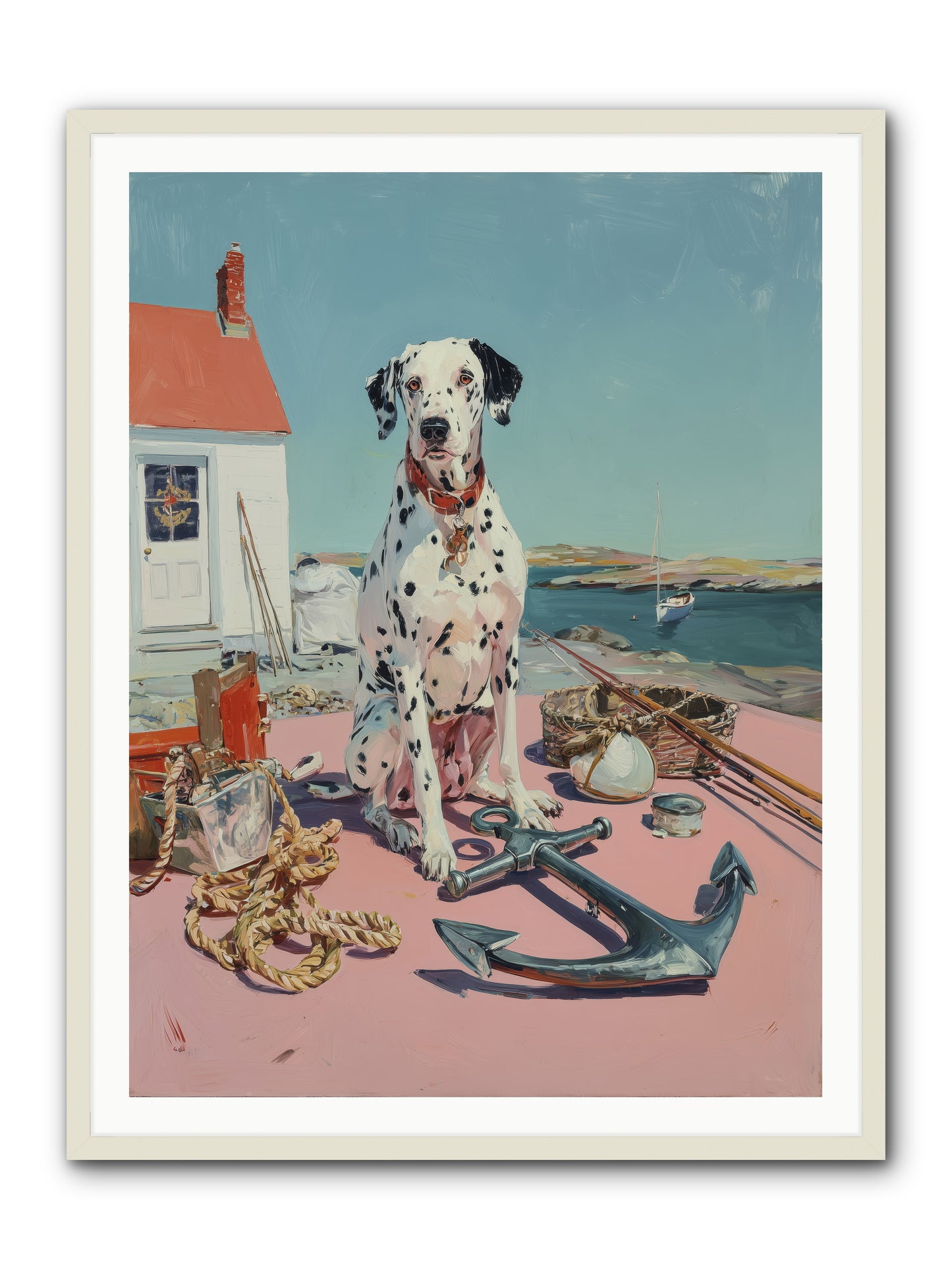 Harbor Hound -- Framed Print - White 36x48