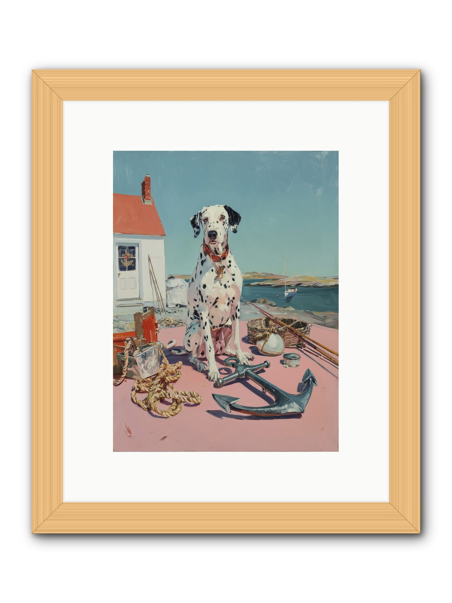 Harbor Hound -- Framed Print - Natural 9x12