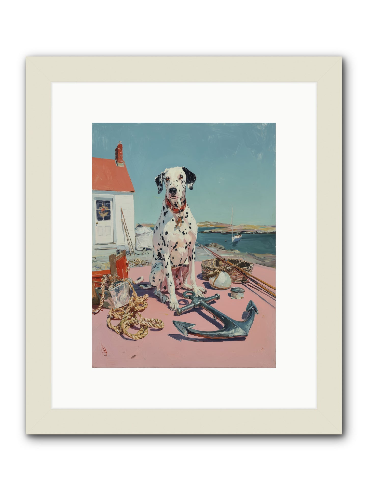 Harbor Hound -- Framed Print - White 9x12