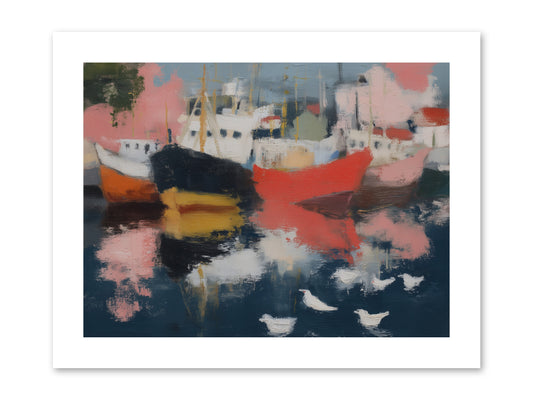 Harbor's Mirror Magic -- Paper Print 12x9