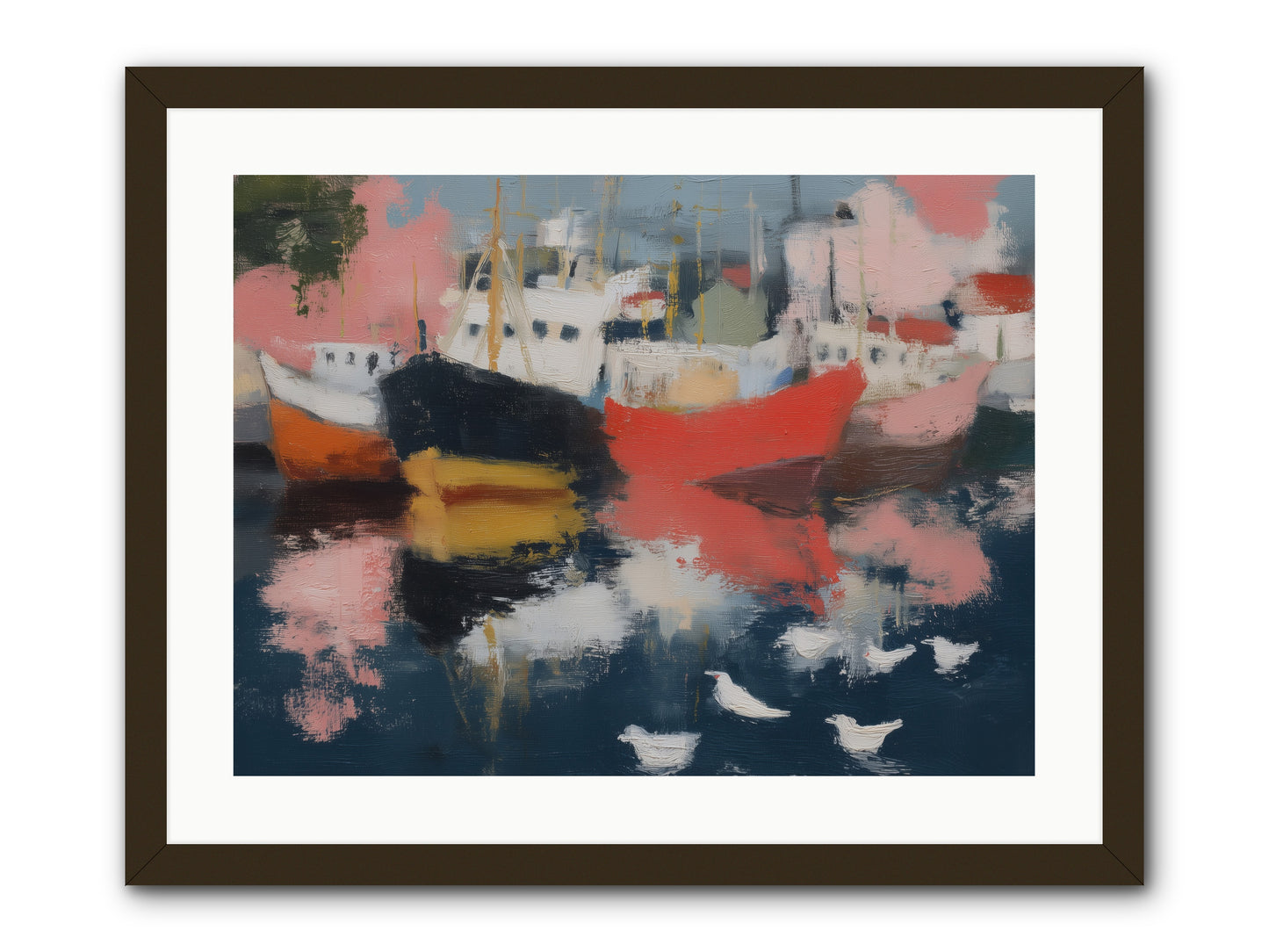 Harbor's Mirror Magic -- Framed Print - Black 24x18